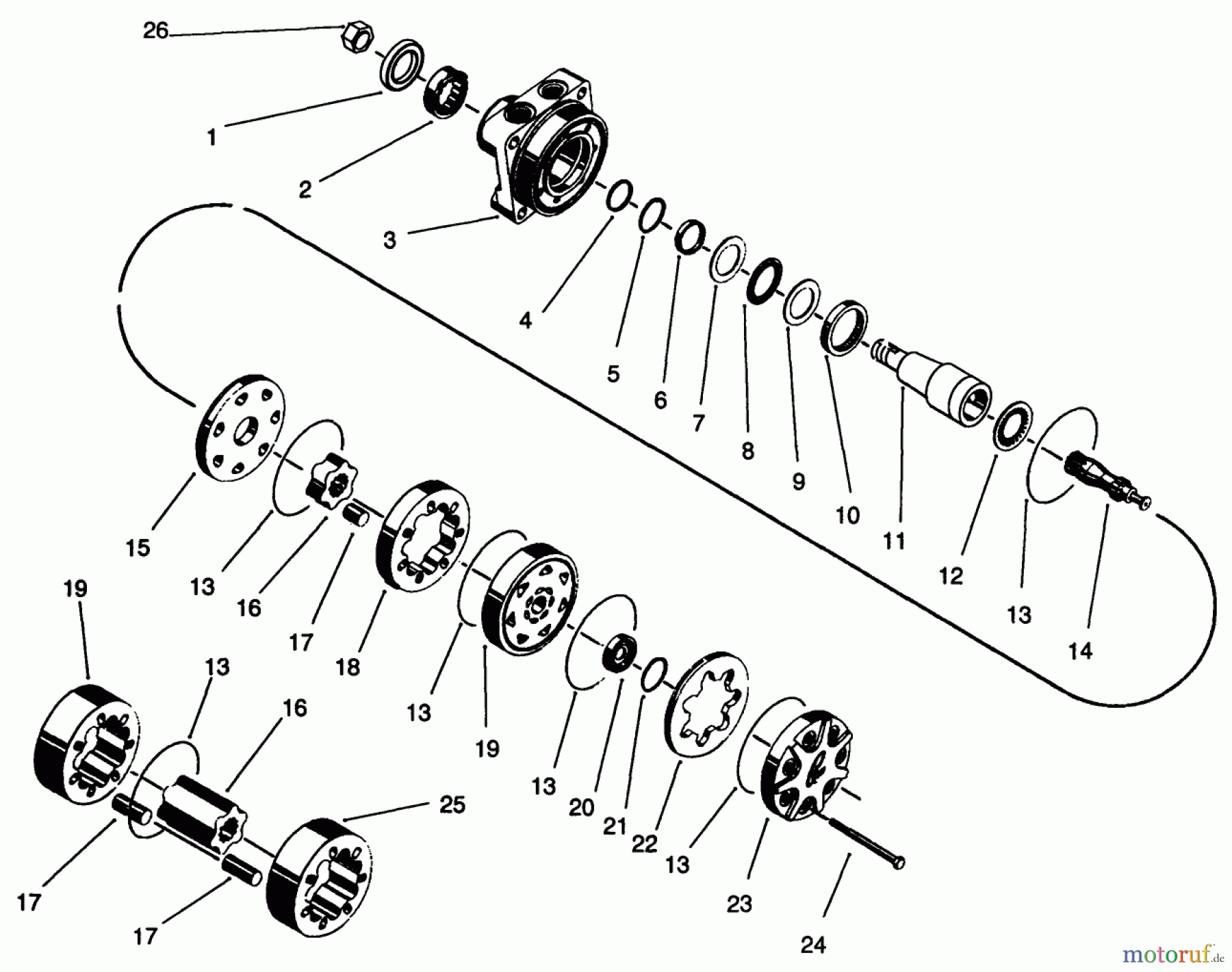  Toro Neu Mowers, Drive Unit Only 30190 - Toro Mid-Size Proline Hydro Traction Unit, 18 hp, 1991 (10000001-19999999) TRACTION DRIVE MOTOR (TORQUMOTOR)