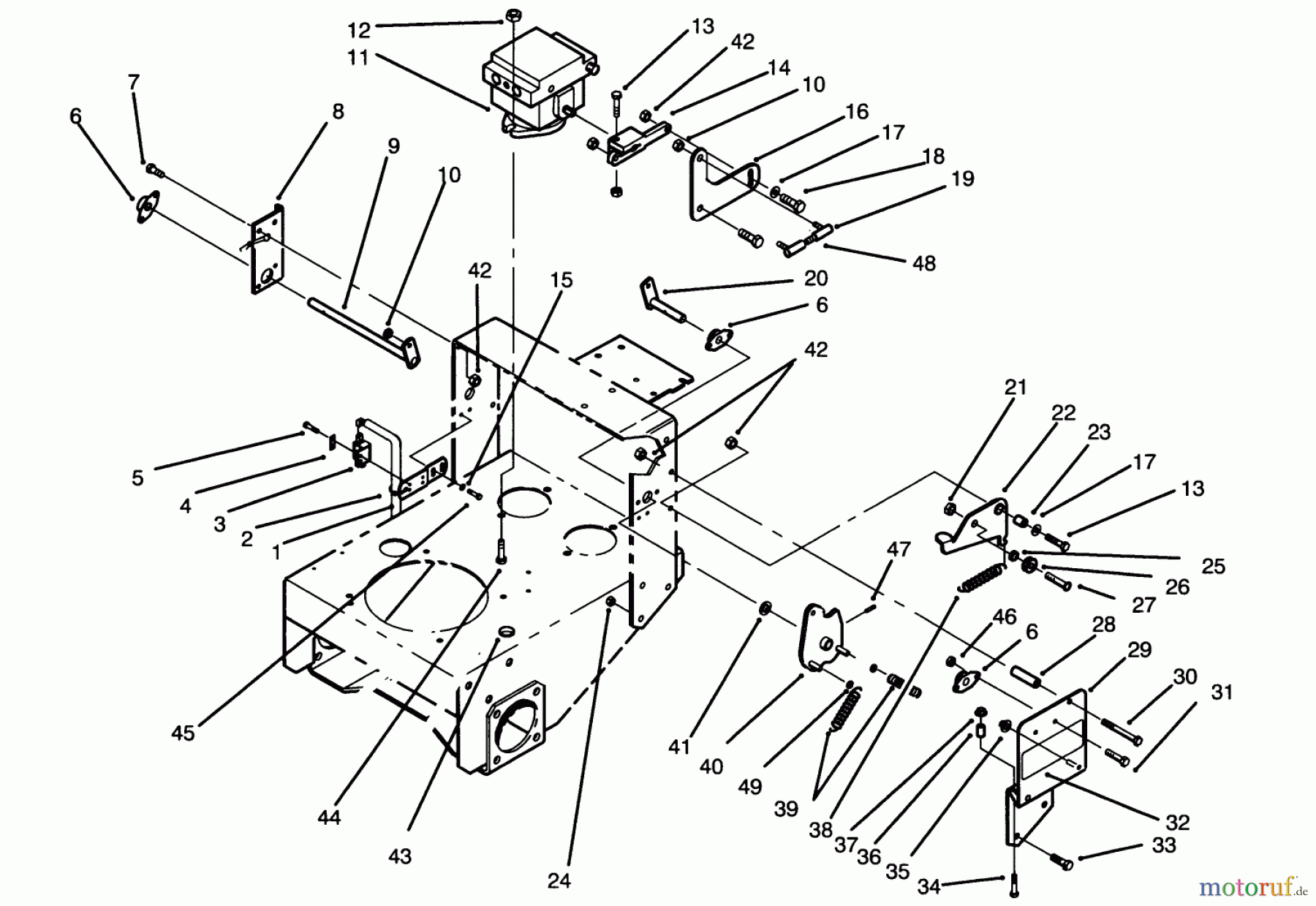 Toro Neu Mowers, Drive Unit Only 30191 - Toro Mid-Size Proline Hydro Traction Unit, 20 hp, 1995 (590001-599999) HYDRAULIC PUMP & LINKAGE ASSEMBLY