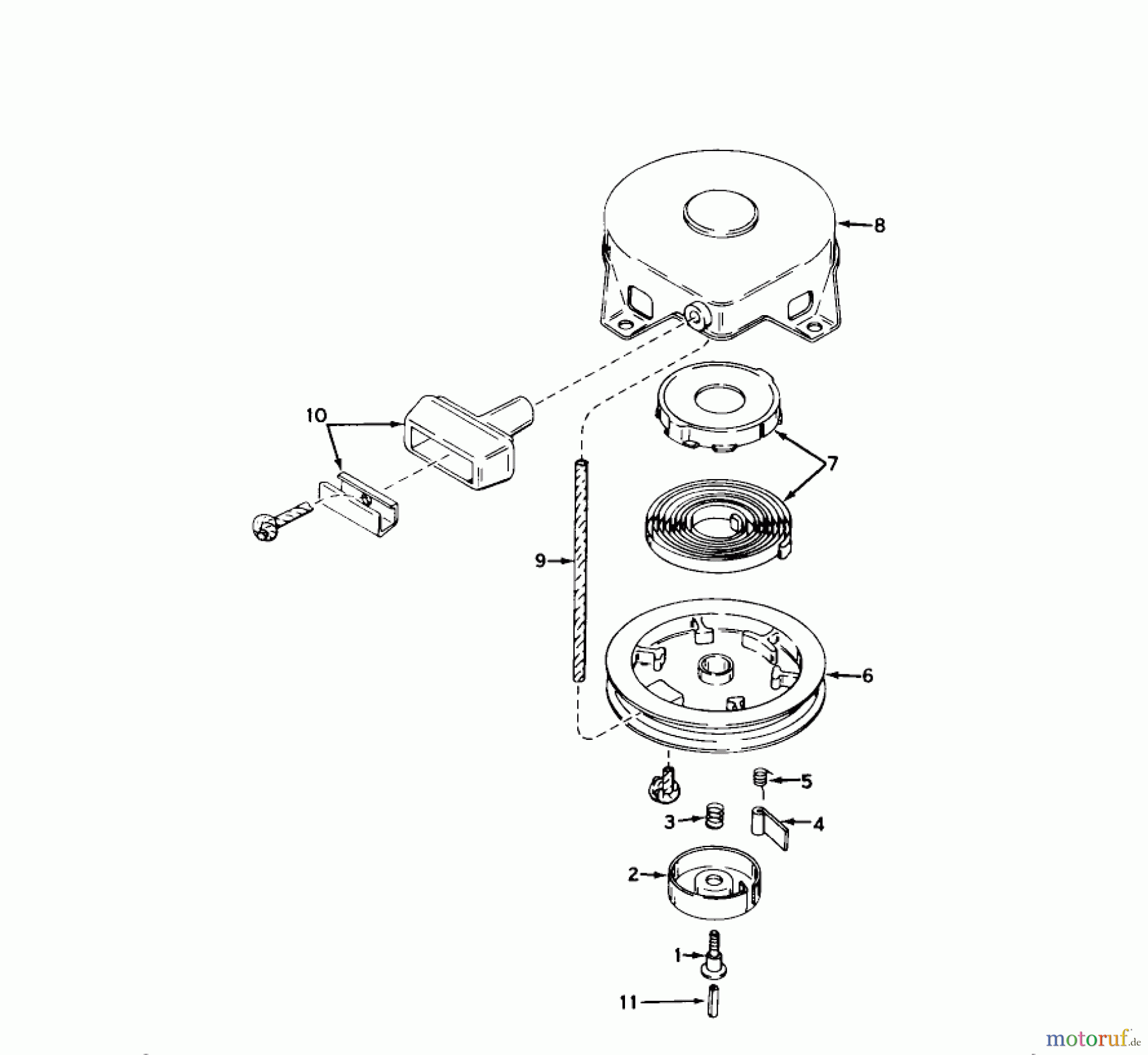  Toro Neu Mowers, Drive Unit Only 40114 - Toro Power Handle, 1972 (2000001-2999999) REWIND STARTER NO. 590420