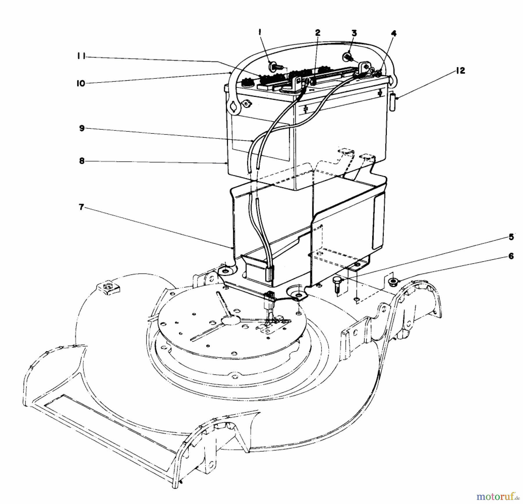 Toro Neu Mowers, Electric 17002 - Toro Electric Lawnmower, 1975 (5000446-5999999) BATTERY ASSEMBLY