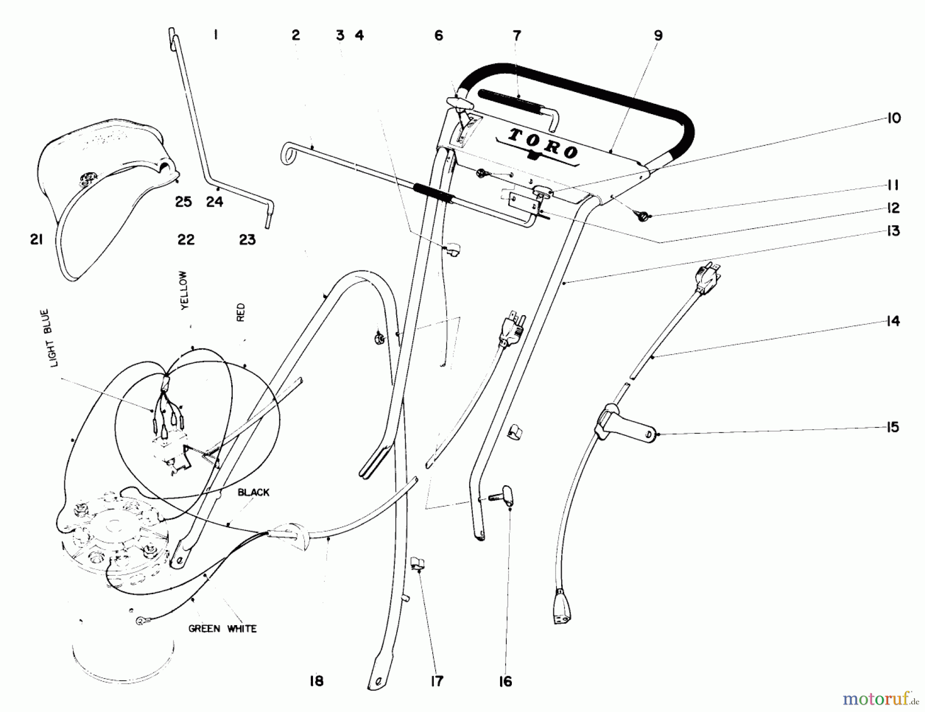  Toro Neu Mowers, Electric 18301 - Toro Electric Whirlwind Lawnmower, 1969 (9000001-9999999) HANDLE ASSEMBLY