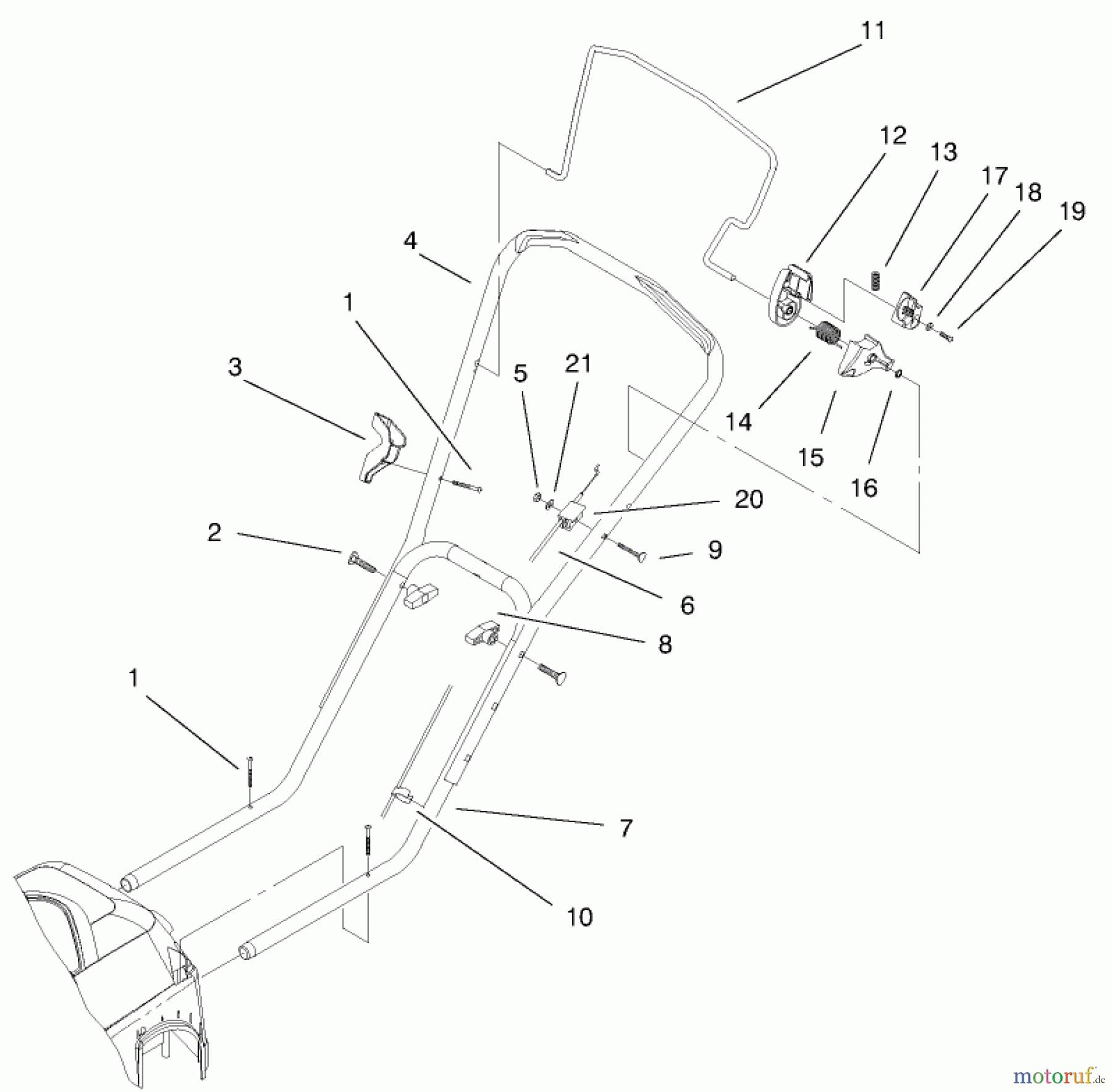  Toro Neu Mowers, Electric 20050 (E120) - Toro Carefree Recycler Electric Mower, E120, 1999 (99000001-99999999) HANDLE & CONTROLS ASSEMBLY