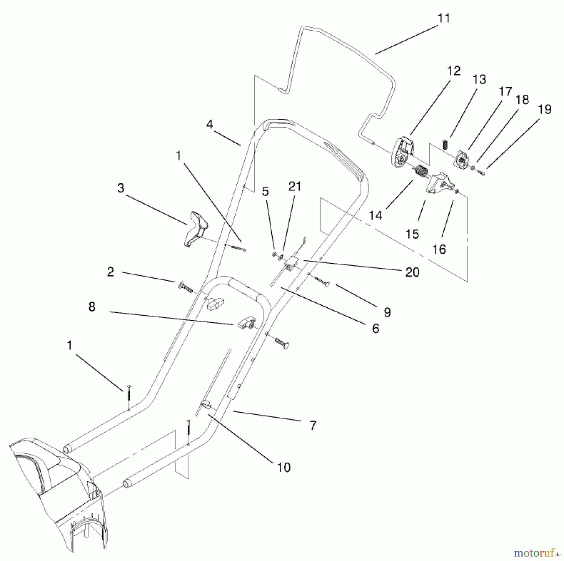 Toro Neu Mowers, Electric 20050 (E120) - Toro Carefree Recycler Electric Mower, E120, 2000 (200000001-200999999) HANDLE AND CONTROLS ASSEMBLY