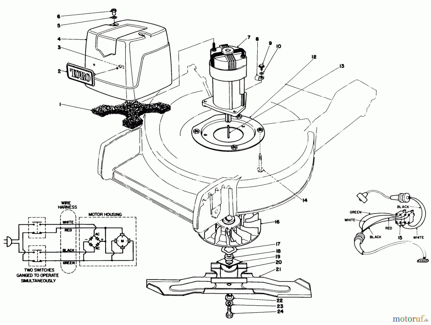 Toro Neu Mowers, Electric 20564 - Toro Electric Lawnmower, 1984 (4000001-4999999) MOTOR & BLADE ASSEMBLY