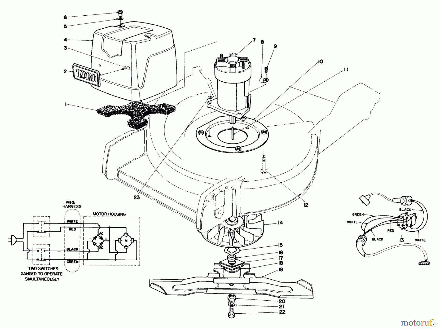 Toro Neu Mowers, Electric 20564 - Toro Electric Lawnmower, 1988 (8000001-8999999) MOTOR & BLADE ASSEMBLY