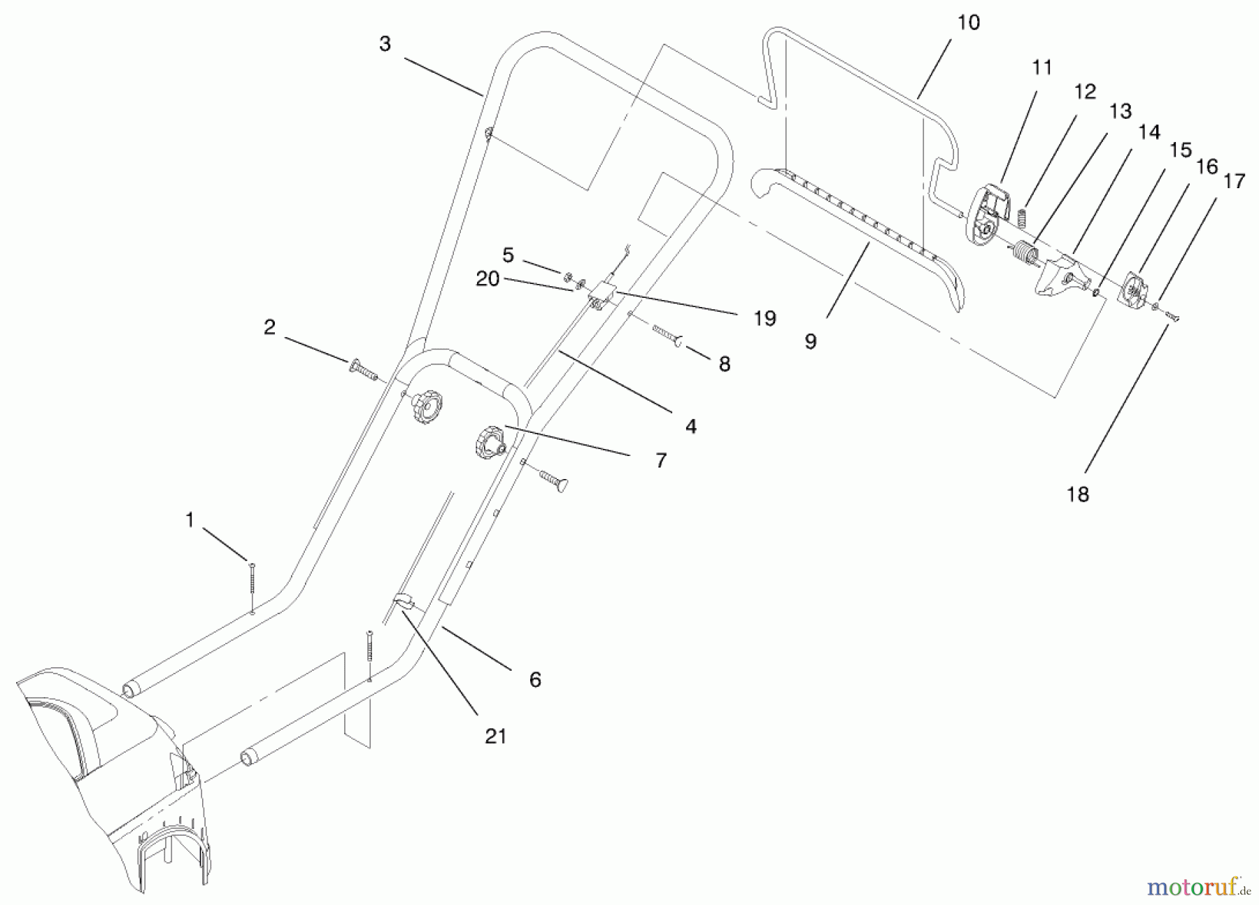 Toro Neu Mowers, Electric 20647 - Toro Carefree Electric WPM, 24 VDC, 1997 (7900001-7999999) HANDLE AND CONTROLS ASSEMBLY