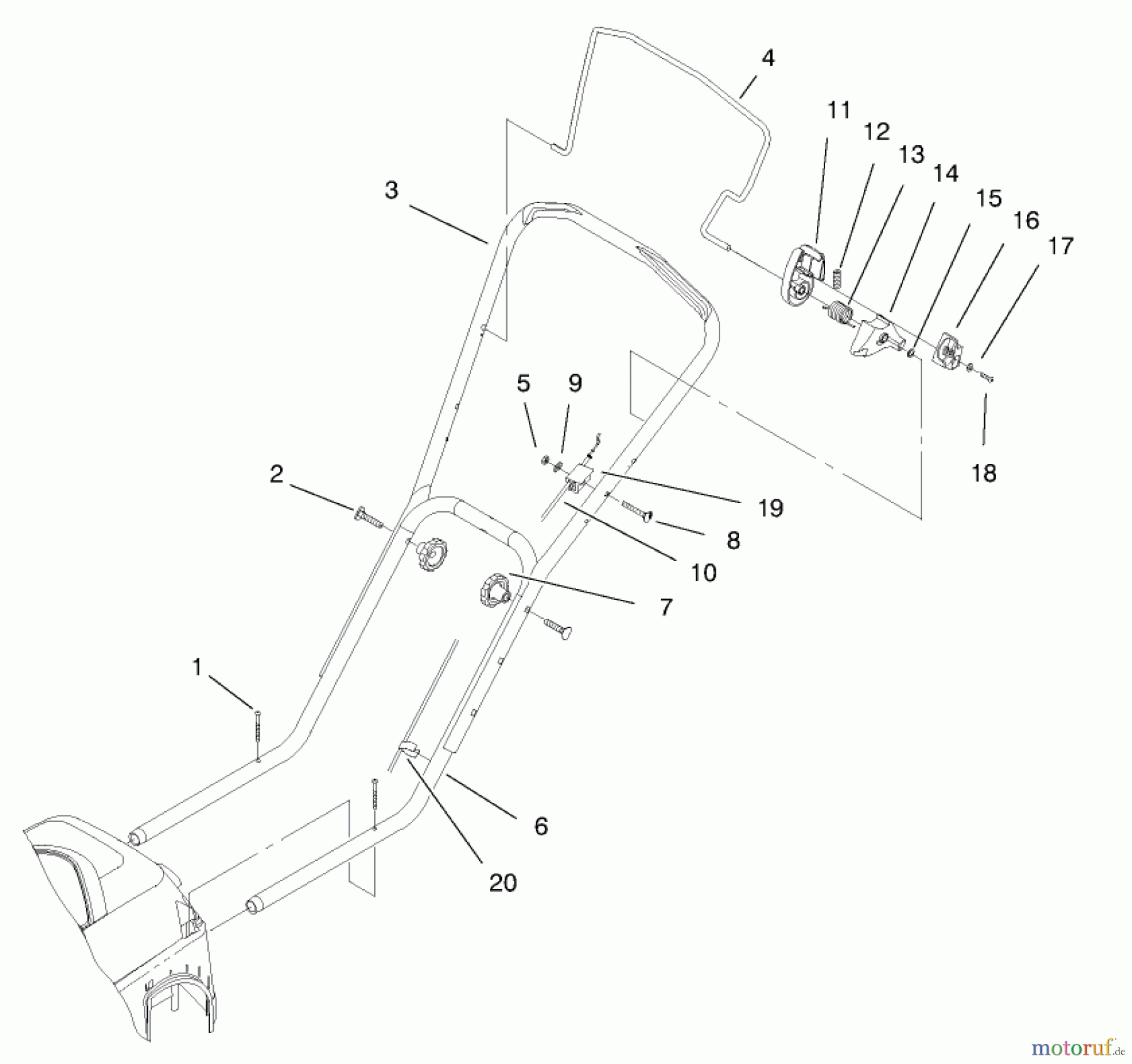 Toro Neu Mowers, Electric 20648 - Toro Carefree Electric WPM, 24 VDC, 1998 (89000001-89999999) HANDLE AND CONTROLS ASSEMBLY