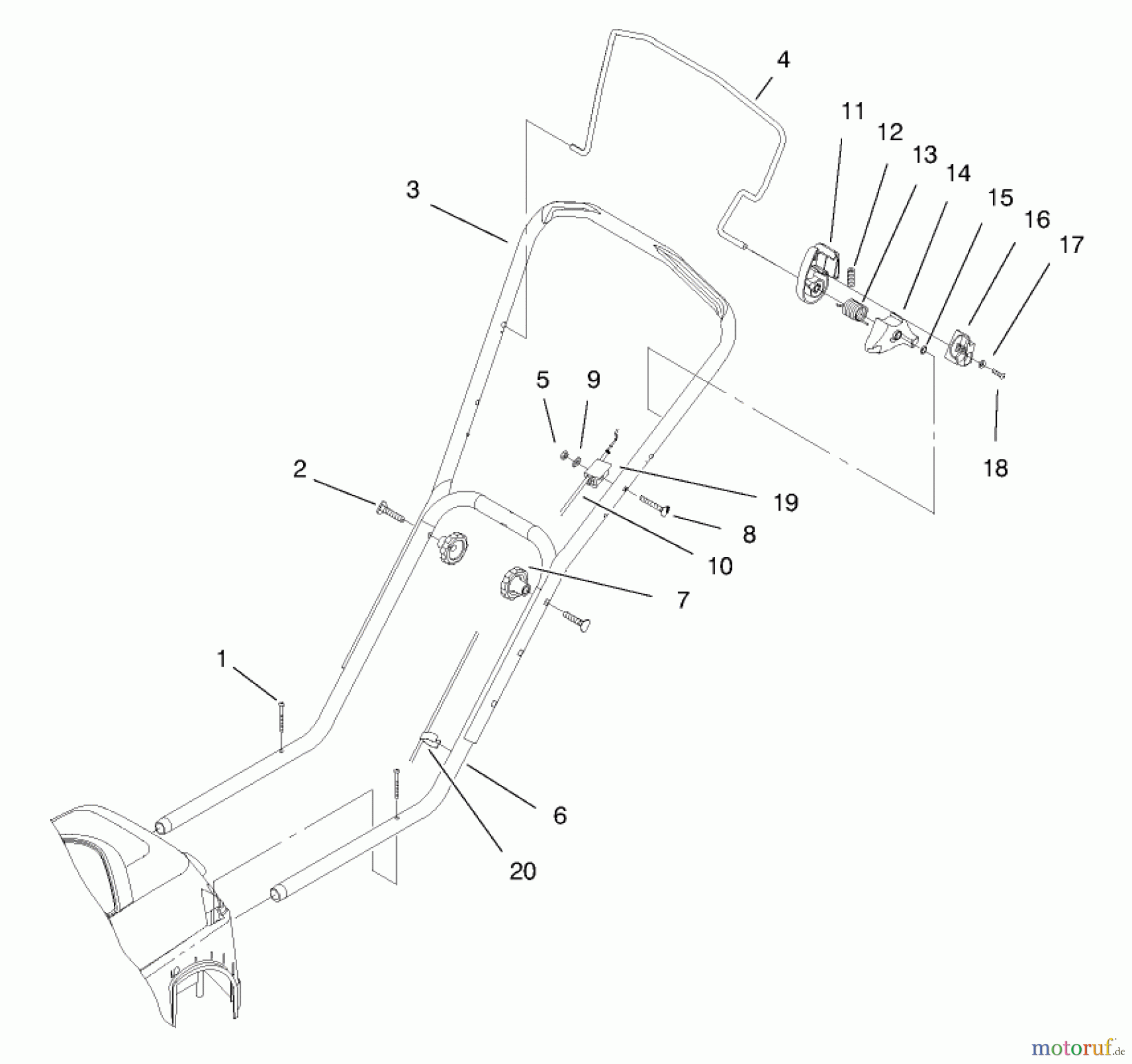 Toro Neu Mowers, Electric 20650 - Toro Carefree Recycler Electric Mower, E36, 1998 (89000001-89999999) HANDLE ANAD CONTROLS ASSEMBLY