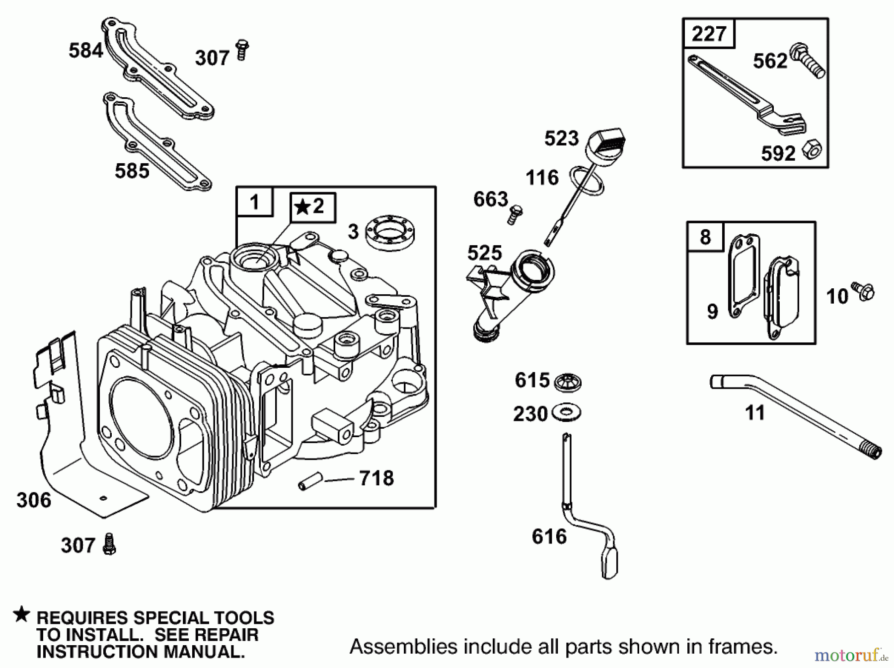  Toro Neu Accessories, Mower 105-1293 - Toro GTS 150 to 200 Conversion Kit, 1995-97 Super Recycler Lawnmowers CYLINDER ASSEMBLY ENGINE GTS-200