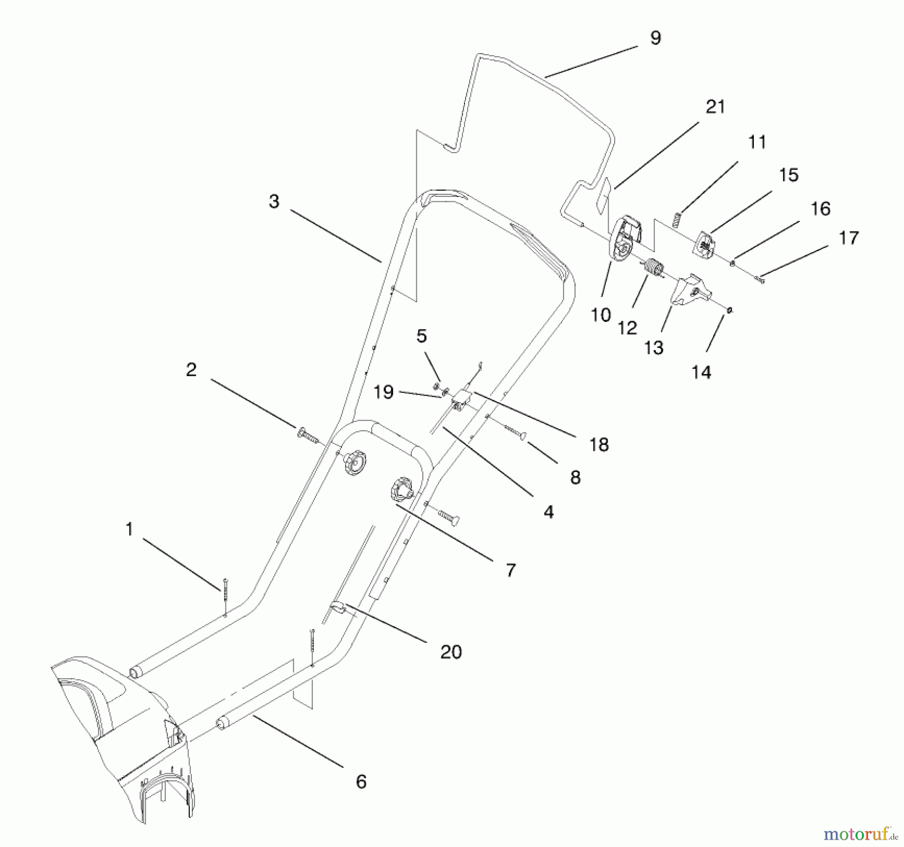  Toro Neu Mowers, Electric 21040 - Toro Carefree Cordless Lawnmower, 24V, 1997 (7900001-7999999) HANDLE AND CONTROLS ASSEMBLY