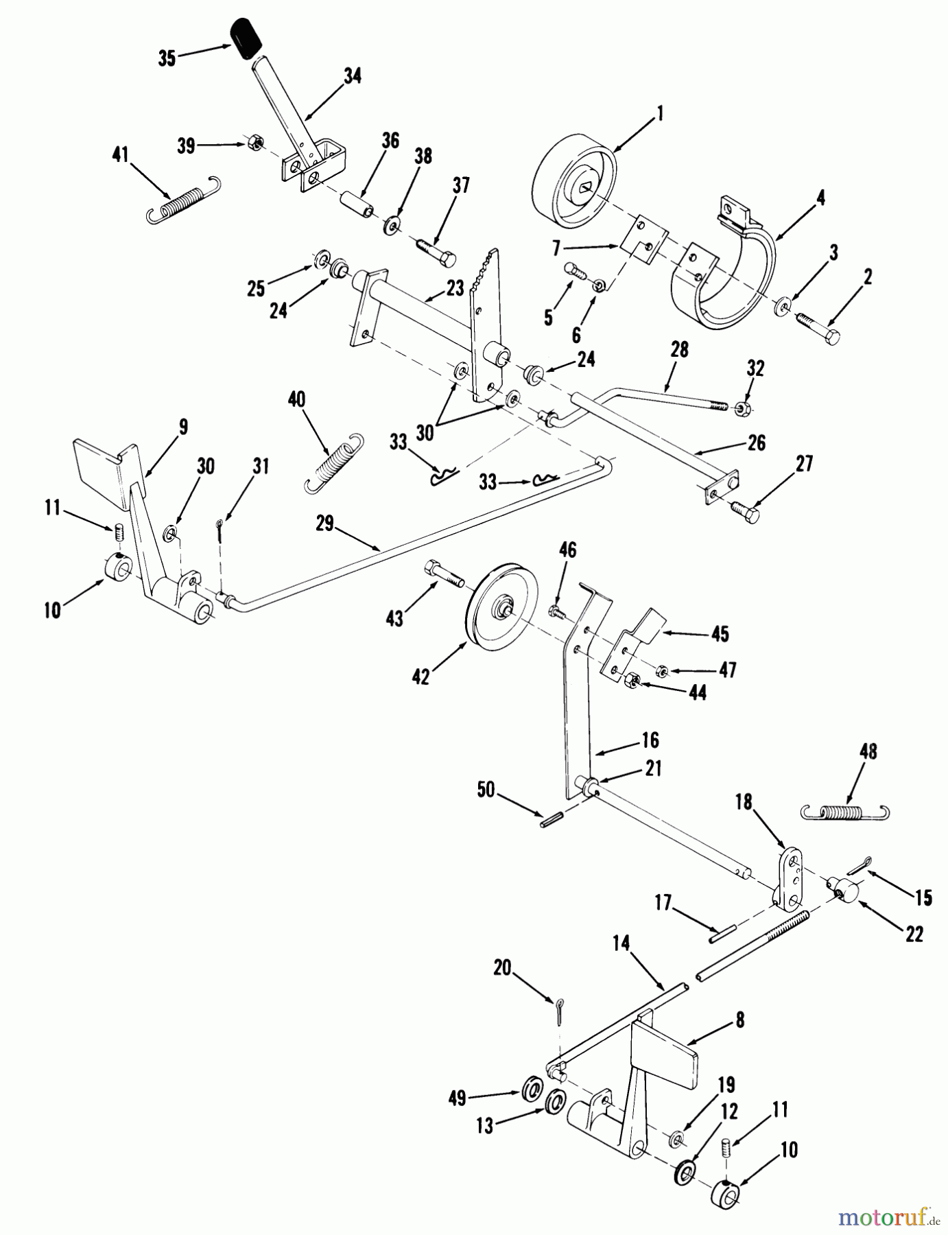 Toro Neu Mowers, Lawn & Garden Tractor Seite 1 01-08K801 (C-81) - Toro C-81 8-Speed Tractor, 1980 CLUTCH, BRAKE AND SPEED CONTROL LINKAGE #1