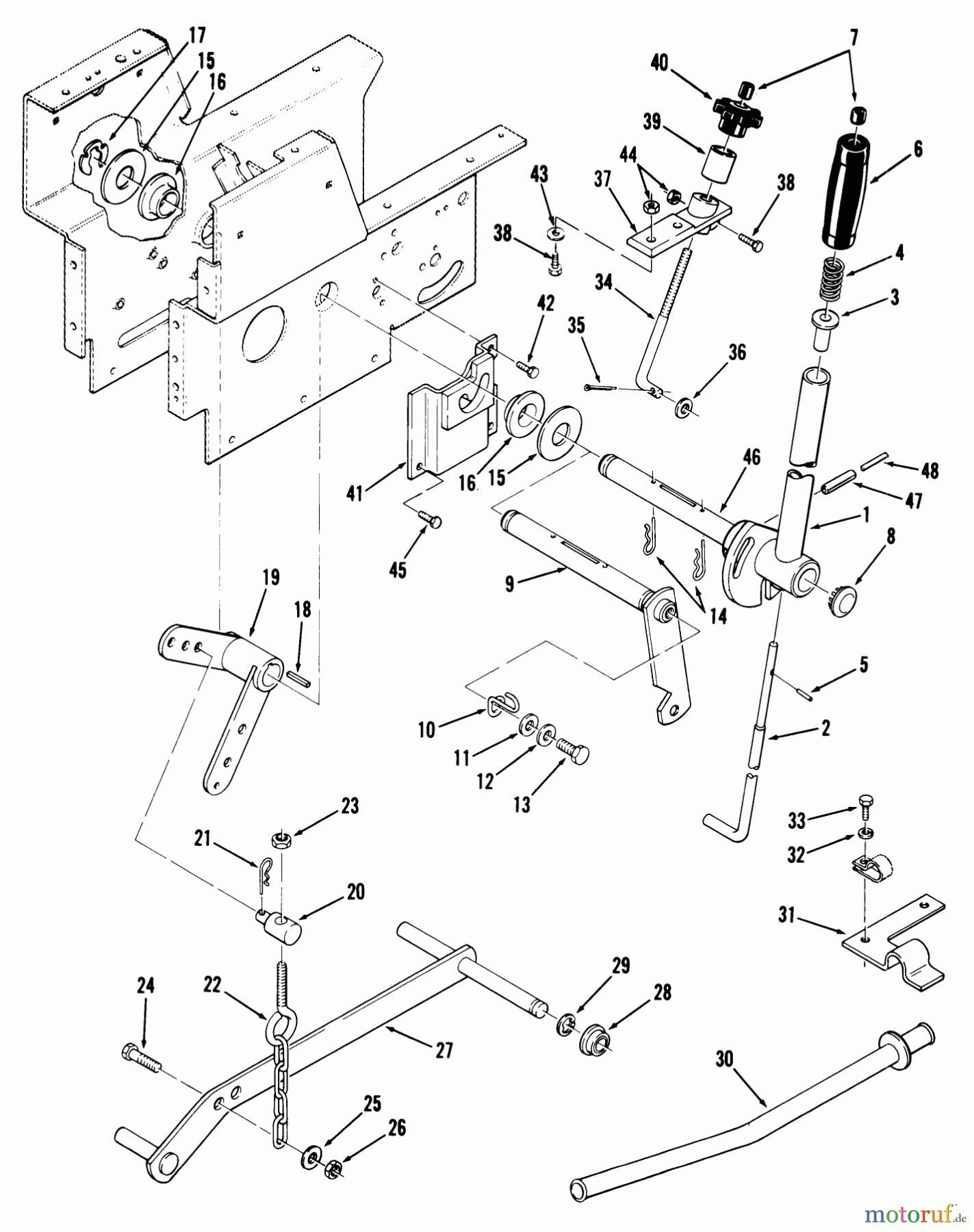 Toro Neu Mowers, Lawn & Garden Tractor Seite 1 01-14K801 (C-145) - Toro C-145 8-Speed Tractor, 1980 LIFT LINKAGE