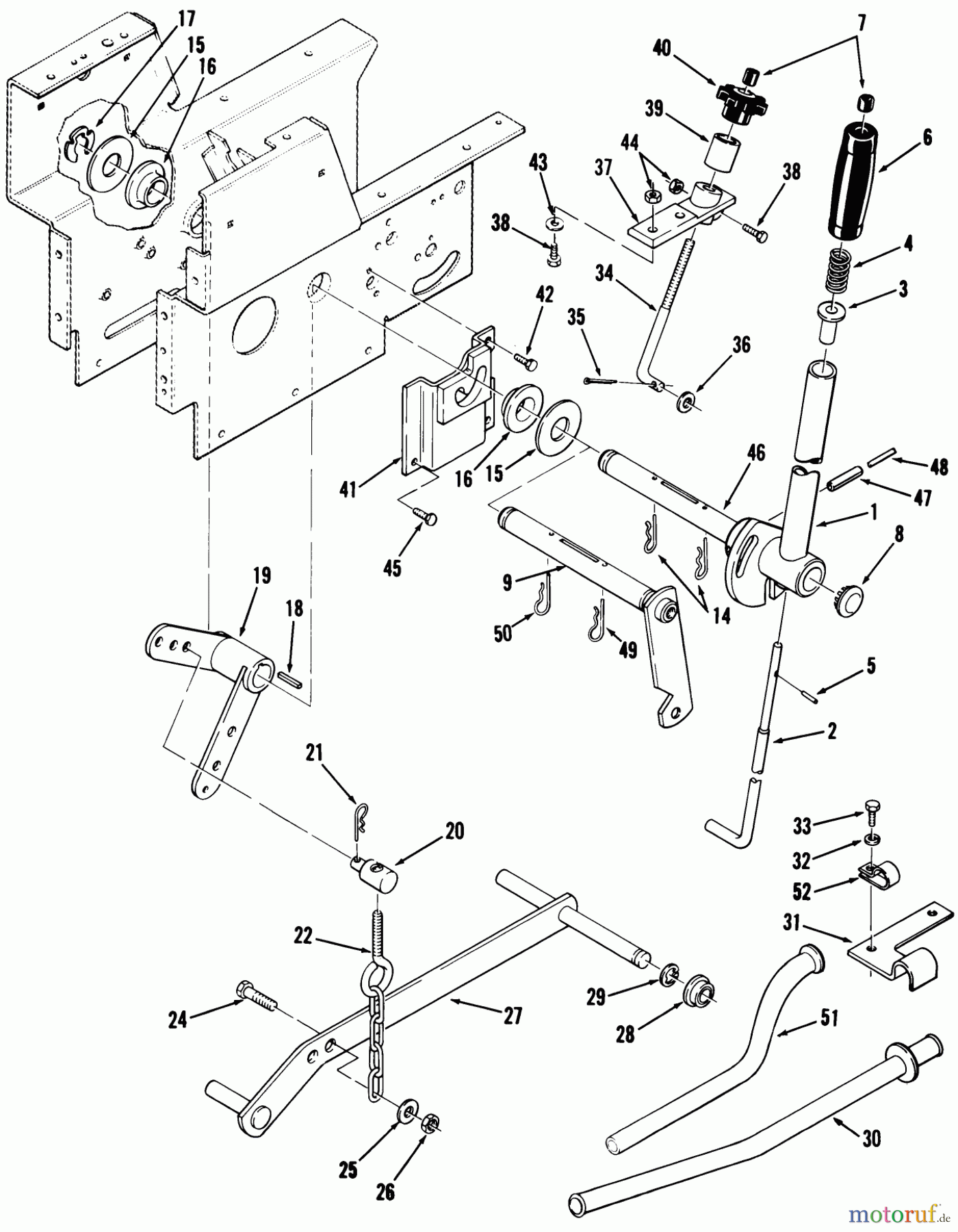 Toro Neu Mowers, Lawn & Garden Tractor Seite 1 01-17K803 (C-175) - Toro C-175 Twin 8-Speed Tractor, 1982 LIFT LINKAGE
