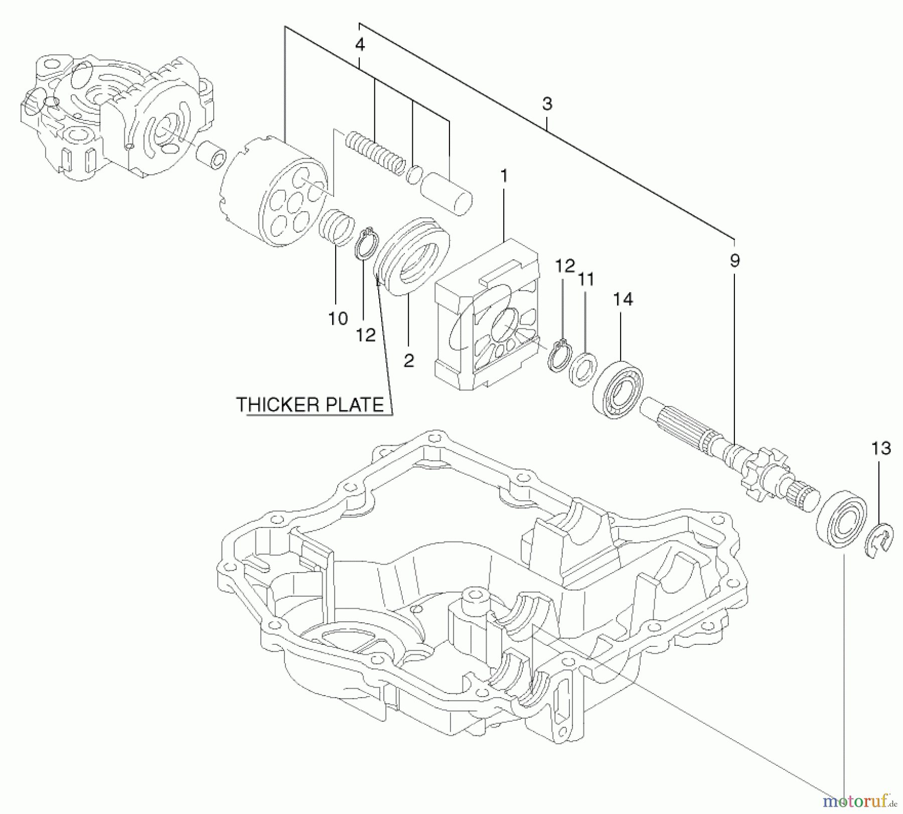 Toro Neu Accessories, Mower 105-1383 - Toro Hydrostatic Transaxle Replacement Kit, 260 Series Yard and Garden Tractors MOTOR SHAFT ASSEMBLY