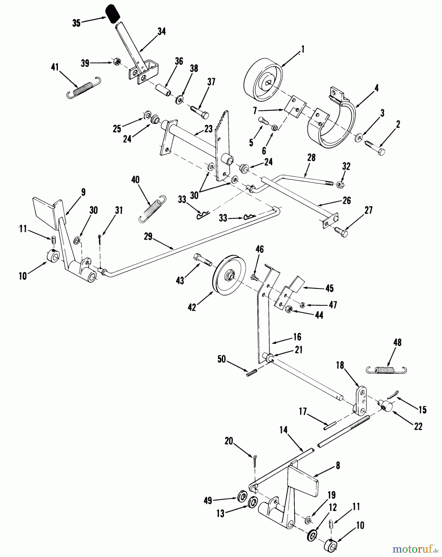  Toro Neu Mowers, Lawn & Garden Tractor Seite 1 01-11B804 (GT-2500) - Toro GT-2500 8-Speed Tractor, 1981 CLUTCH BRAKE AND MOTION CONTROL LINKAGE