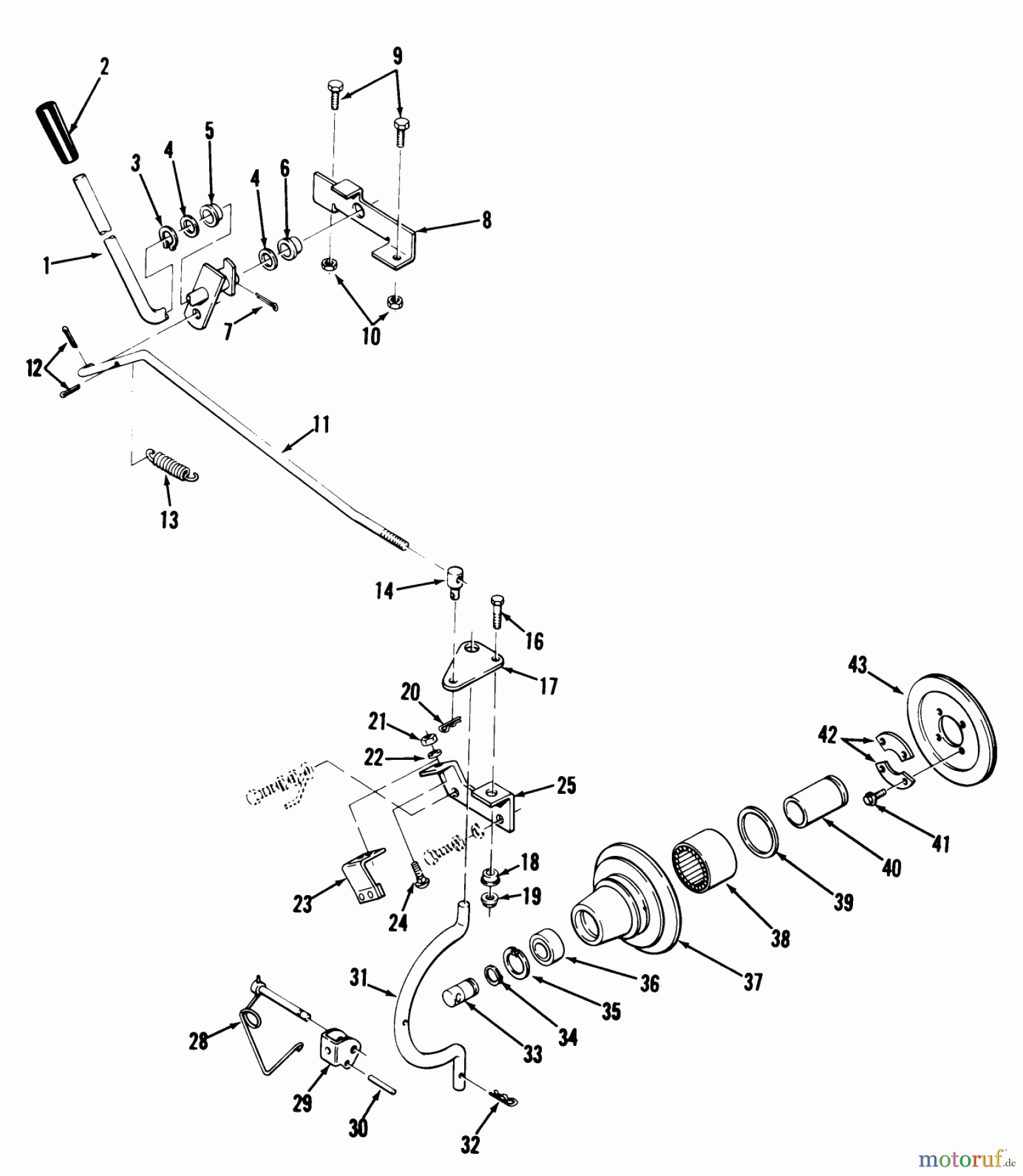  Toro Neu Mowers, Lawn & Garden Tractor Seite 1 01-11B804 (GT-2500) - Toro GT-2500 8-Speed Tractor, 1981 PTO CLUTCH AND CONTROL