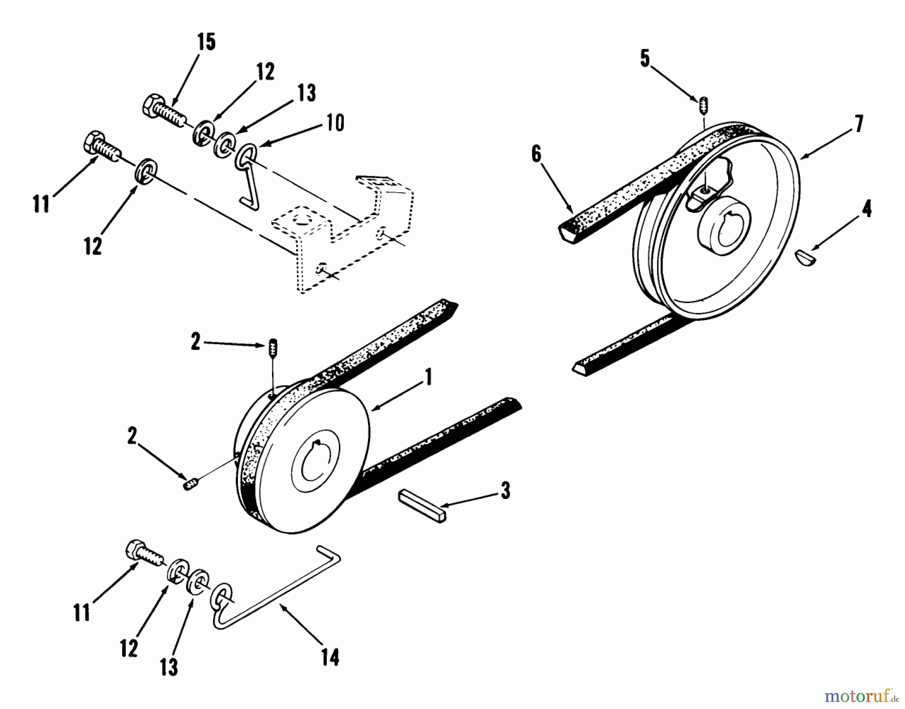 Toro Neu Mowers, Lawn & Garden Tractor Seite 1 01-11BH01 (SB-421) - Toro SB-421 8-Speed Garden Tractor, 1982 DRIVE BELT AND PULLEYS