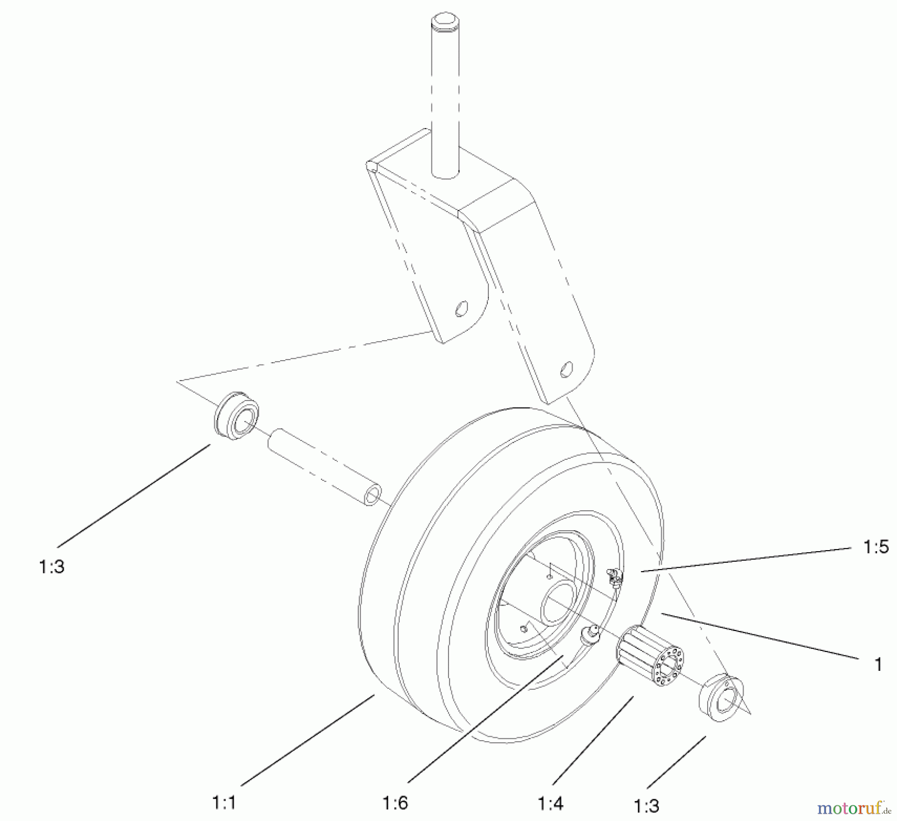 Toro Neu Accessories, Mower 107-9132 - Toro Smooth Caster Wheel Kit, Zero-Turn-Radius Riding Mower CASTER WHEEL ASSEMBLY