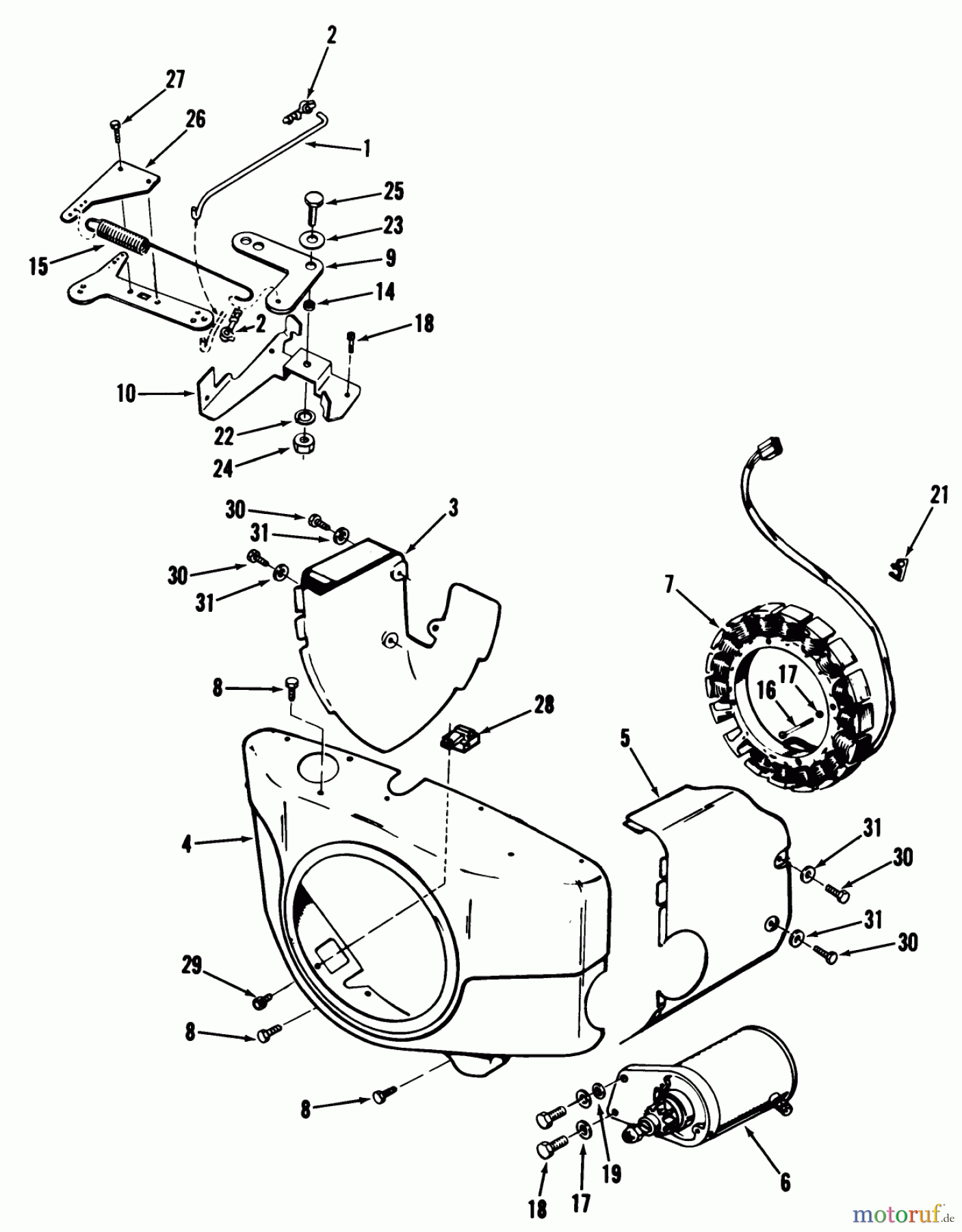 Toro Neu Mowers, Lawn & Garden Tractor Seite 2 91-20KS02 (D-200) - Toro D-200 Automatic Tractor, 1979 D-160 ONAN ENGINE, GOVERNOR, STARTER, CHARGING ALTERNATOR AND BLOWER HOUSING GROUP