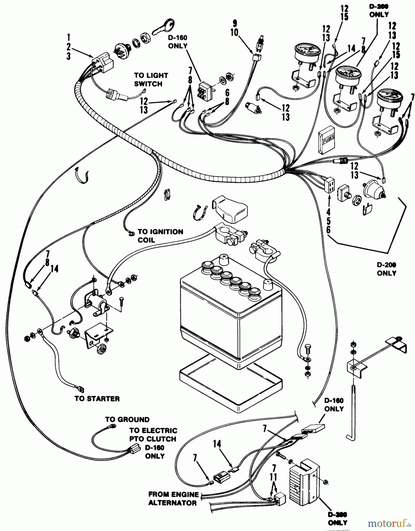 Toro Neu Mowers, Lawn & Garden Tractor Seite 2 91-20KS02 (D-200) - Toro D-200 Automatic Tractor, 1979 WIRING HARNESS COMPONENT PARTS