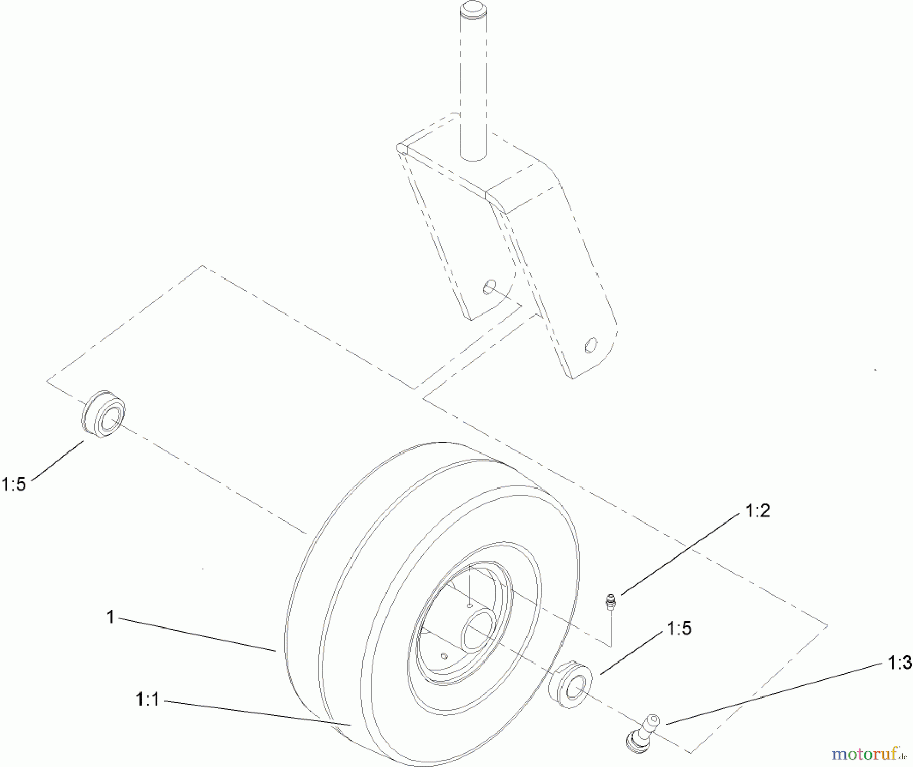 Toro Neu Accessories, Mower 108-8501 - Toro Smooth Tire Kit, Zero-Turn-Radius Riding Mower CASTER WHEEL ASSEMBLY