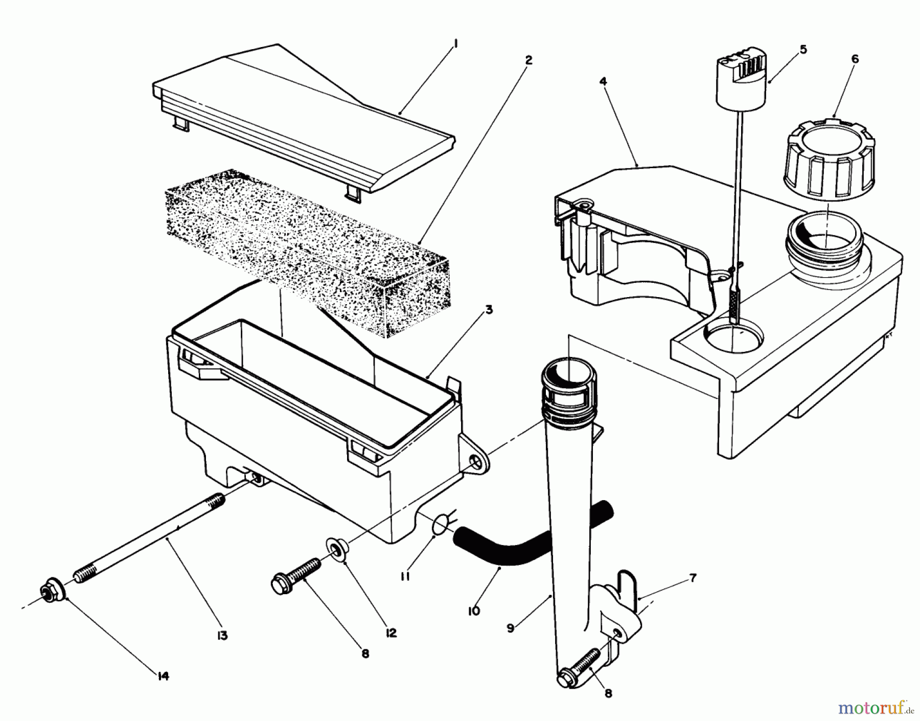 Toro Neu Mowers, Walk-Behind Seite 1 20620 - Toro Lawnmower, 1986 (6000001-6999999) AIR CLEANER & FUEL TANK ASSEMBLY