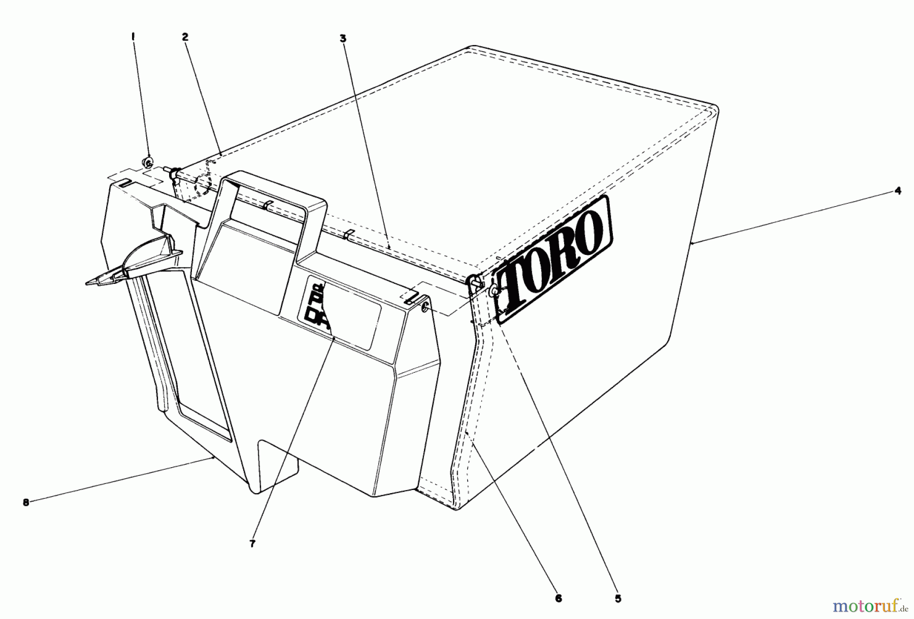 Toro Neu Mowers, Walk-Behind Seite 1 20620 - Toro Lawnmower, 1986 (6000001-6999999) GRASS BAG ASSEMBLY NO. 11-0189