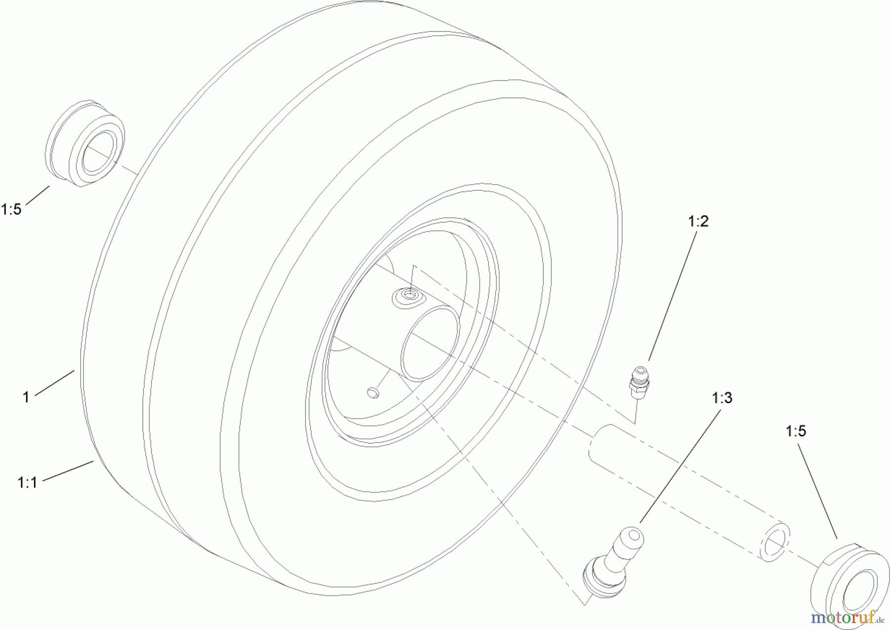 Toro Neu Accessories, Mower 110-6739 - Toro Smooth Tread Front Tire Kit, Zero-Turn-Radius Riding Mower CASTER WHEEL ASEMBLY