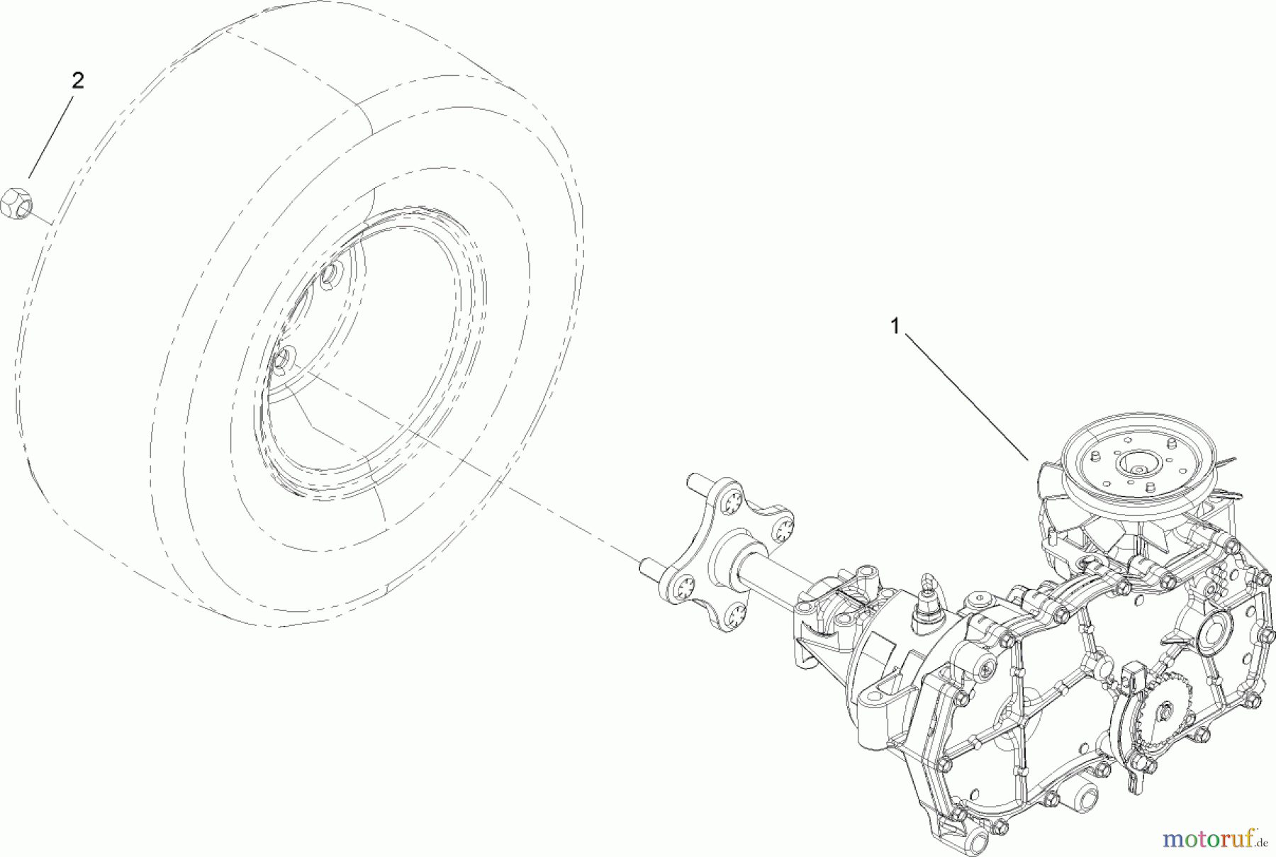 Toro Neu Accessories, Mower 114-8520 - Toro Right-Hand Transaxle Kit, Zero-Turn-Radius Riding Mower TRANSAXLE AND NUT ASSEMBLY