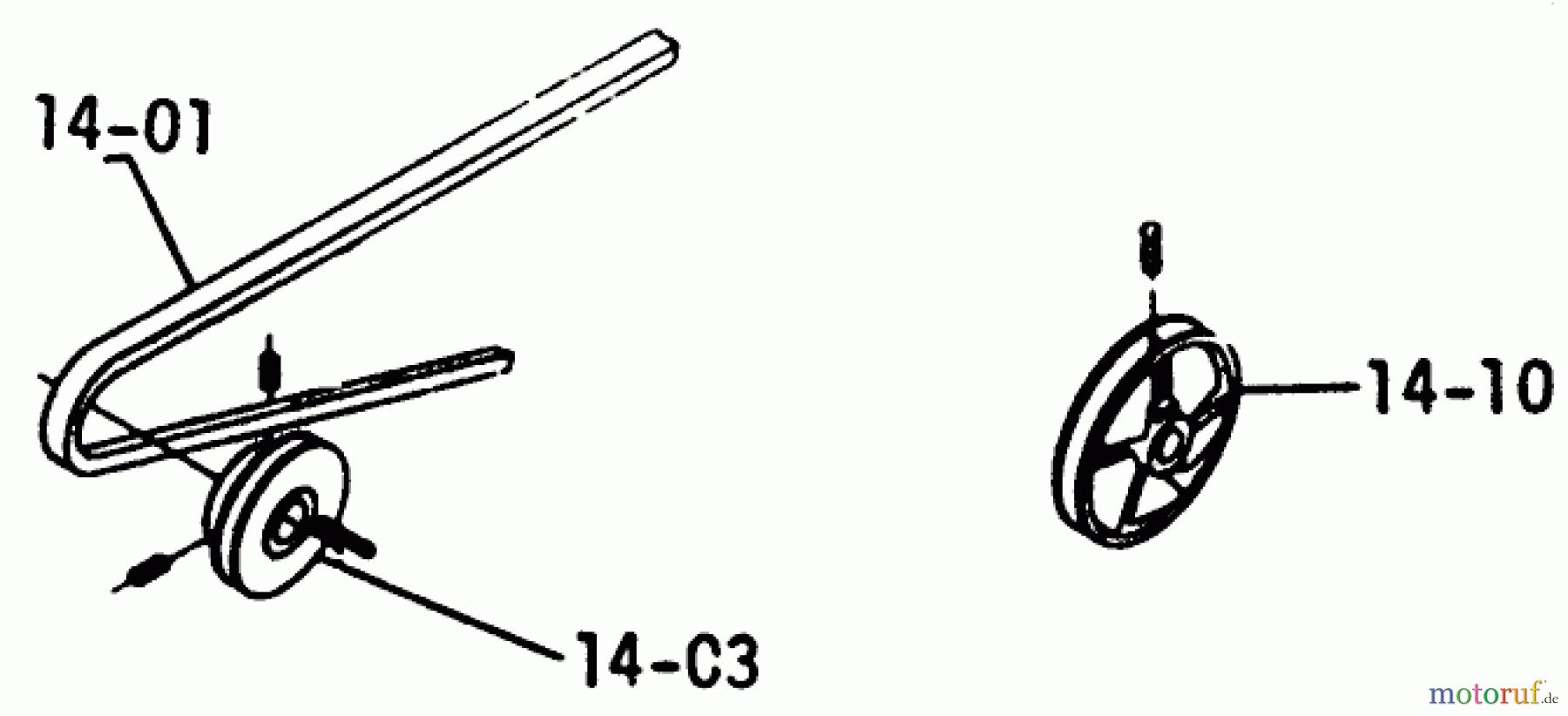  Toro Neu Mowers, Lawn & Garden Tractor Seite 1 1-0310 - Toro Raider 12 Tractor, 1971 DRIVE BELTS, PULLEYS (PLATE 14.1)