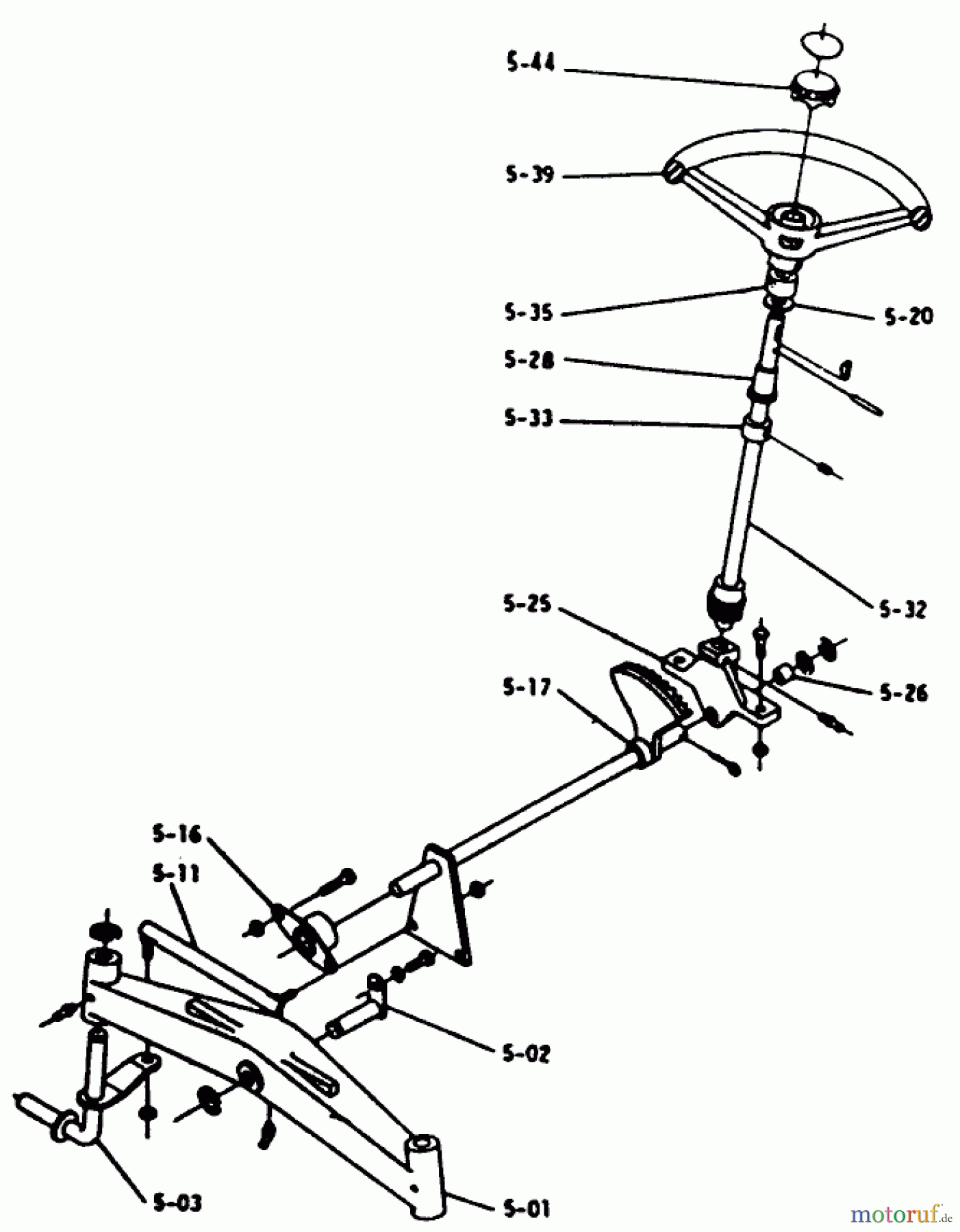 Toro Neu Mowers, Lawn & Garden Tractor Seite 1 1-0310 - Toro Raider 12 Tractor, 1971 FRONT AXLE AND STEERING (PLATE 5.1)