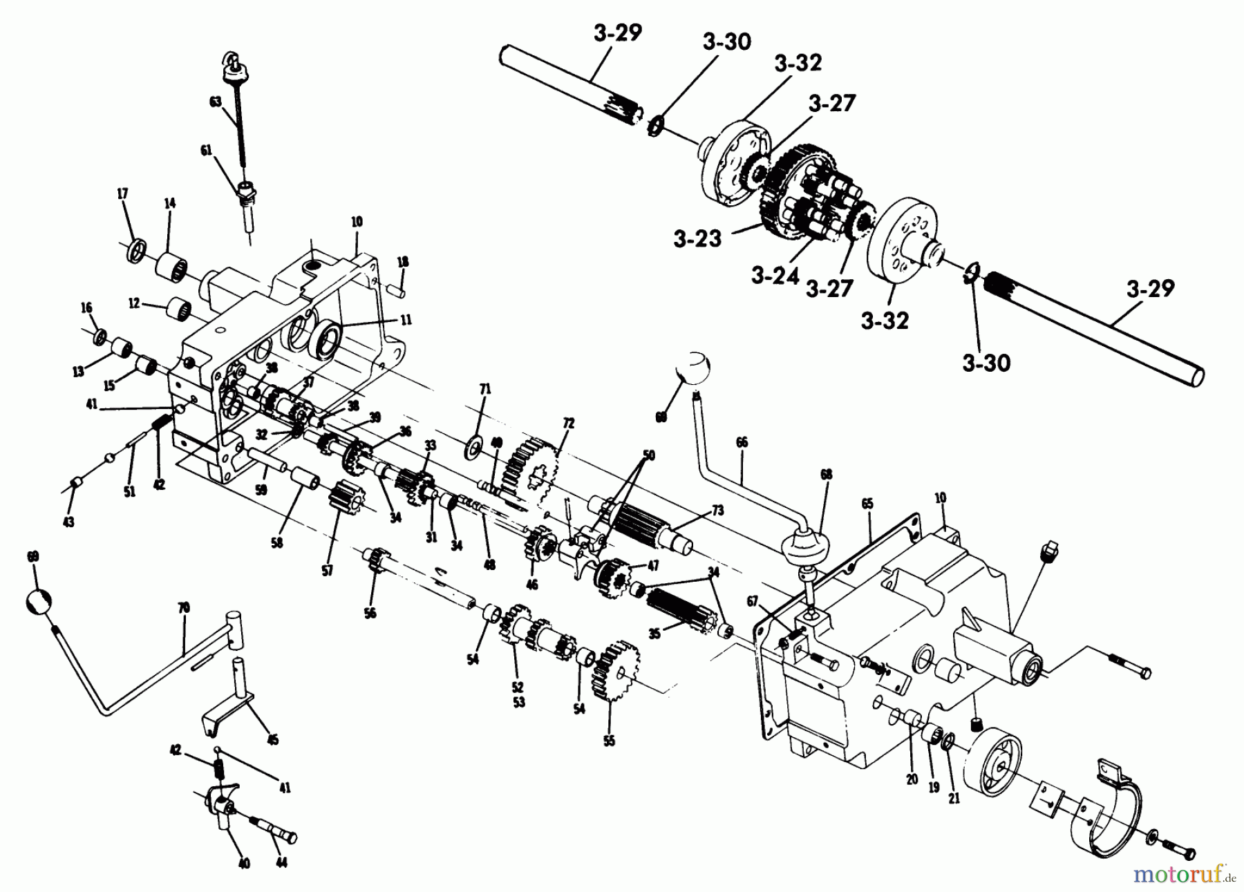 Toro Neu Mowers, Lawn & Garden Tractor Seite 1 1-0396 (C-120) - Toro C-120 8-Speed Tractor, 1975 3.010 TRANSMISSION 8-SPEED (FIG. 3)