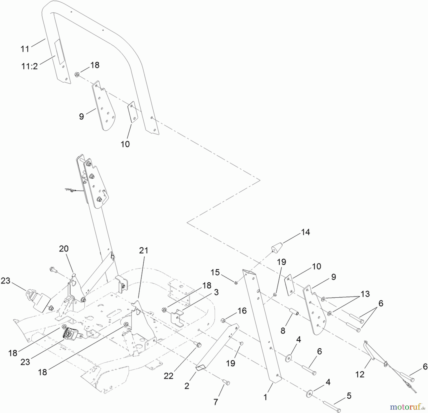 Toro Neu Accessories, Mower 121-2984 - Toro Roll-Over Protection System Kit, 2011 and Before TITAN ZX Zero-Turn-Radius Riding Mower ROLL-OVER PROTECTION SYSTEM ASSEMBLY