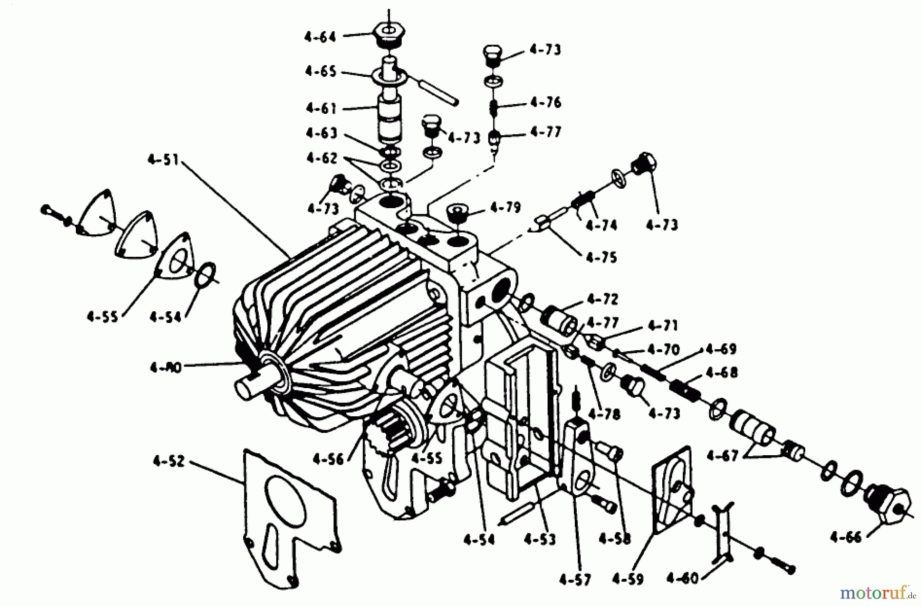 Toro Neu Mowers, Lawn & Garden Tractor Seite 1 1-0465 - Toro 12 hp Automatic Tractor, 1973 PARTS LIST FOR 4.050 HYDROGEAR (PLATE 4.4)