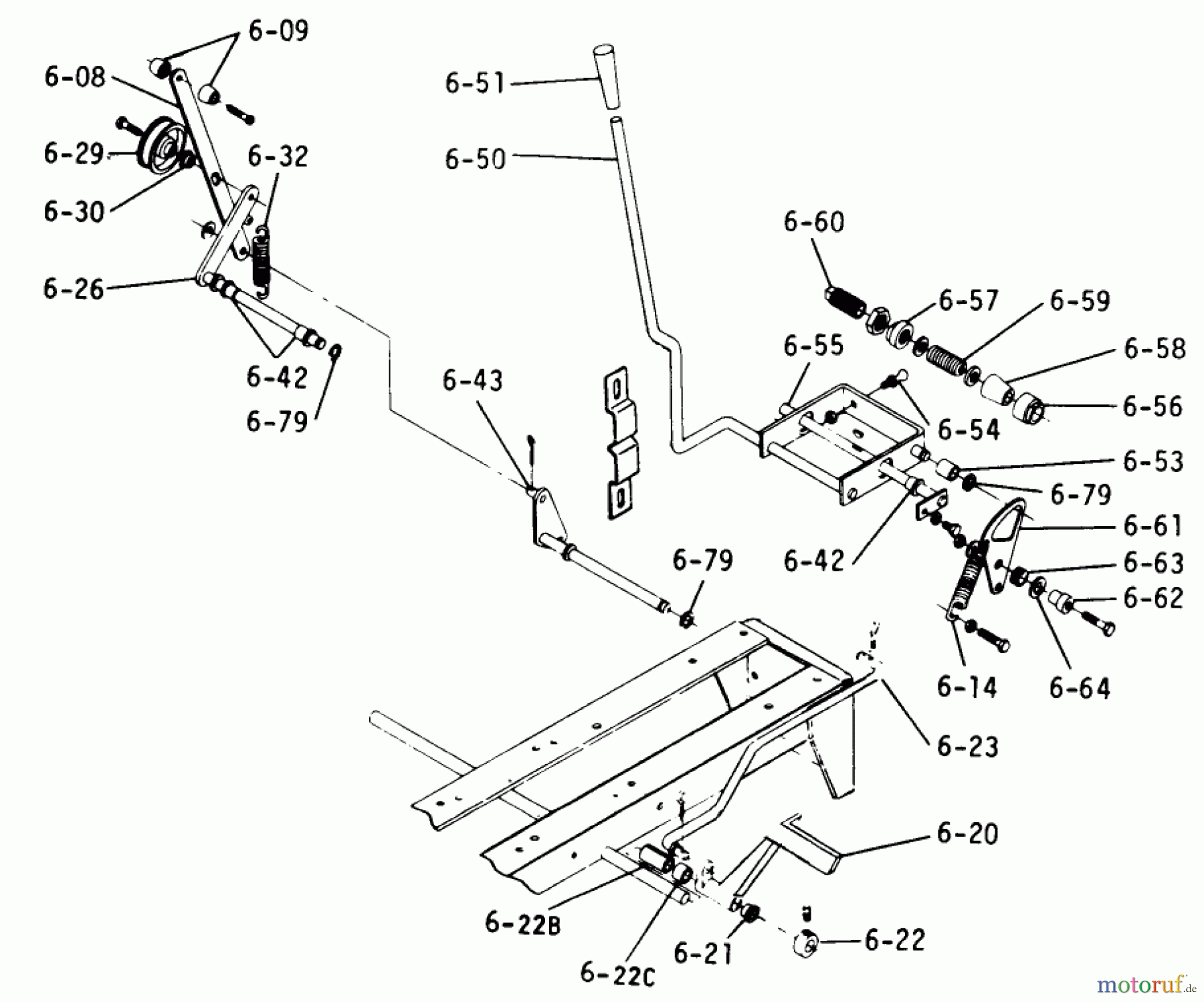 Toro Neu Mowers, Lawn & Garden Tractor Seite 1 1-0490 (C-120) - Toro C-120 Automatic Tractor, 1974 6.050 BRAKE CLUTCH SPEED CONTROL LINKAGE (PLATE 6.5)