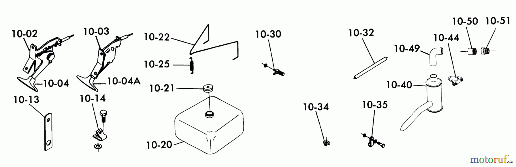 Toro Neu Mowers, Lawn & Garden Tractor Seite 1 1-0491 (C-120) - Toro C-120 Automatic Tractor, 1975 10.000 FUEL AND EXHAUST SYSTEMS (FIG. 10)