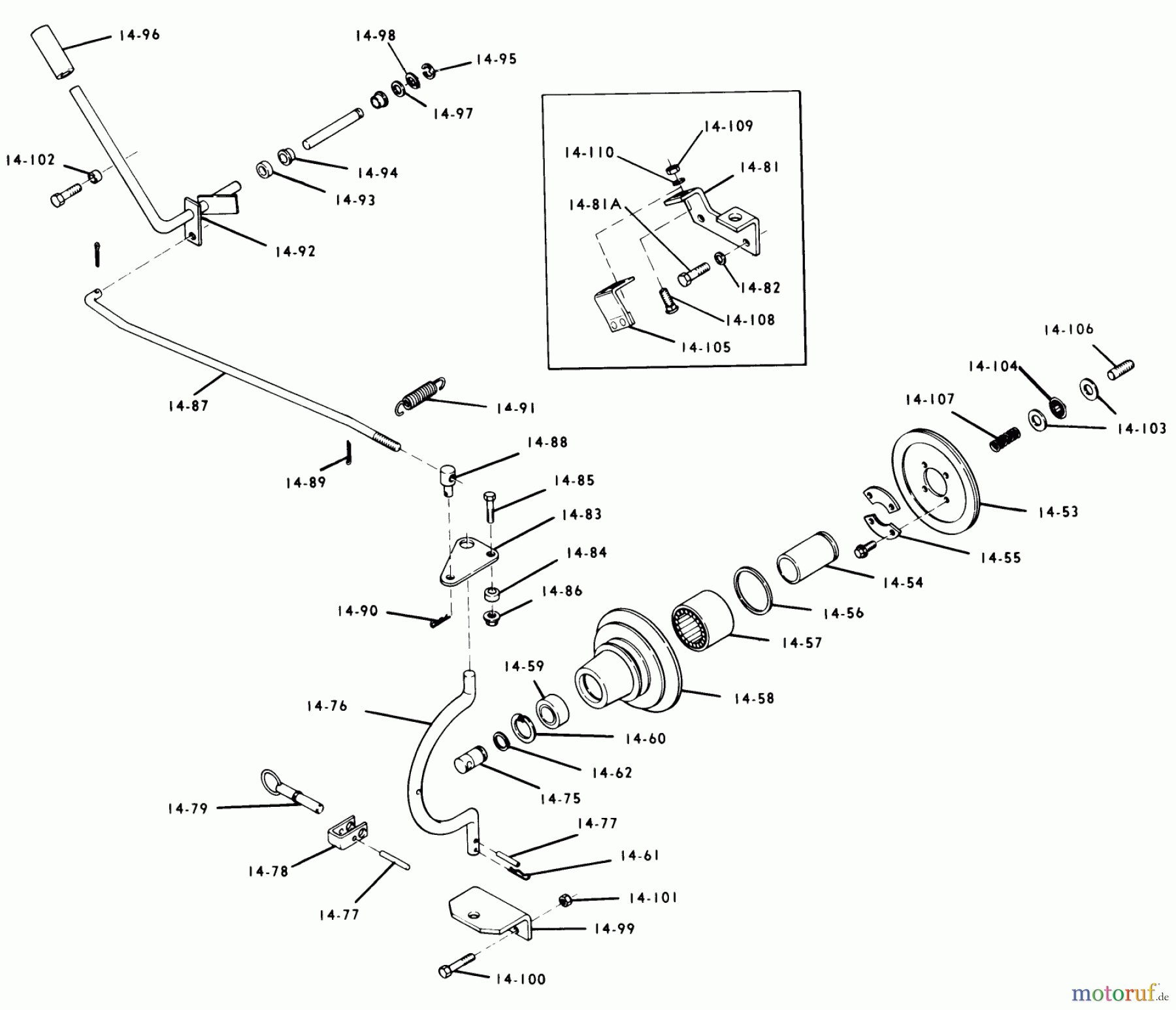 Toro Neu Mowers, Lawn & Garden Tractor Seite 1 1-0491 (C-120) - Toro C-120 Automatic Tractor, 1975 14.050 MANUAL P.T.O. (FIG. 14B)
