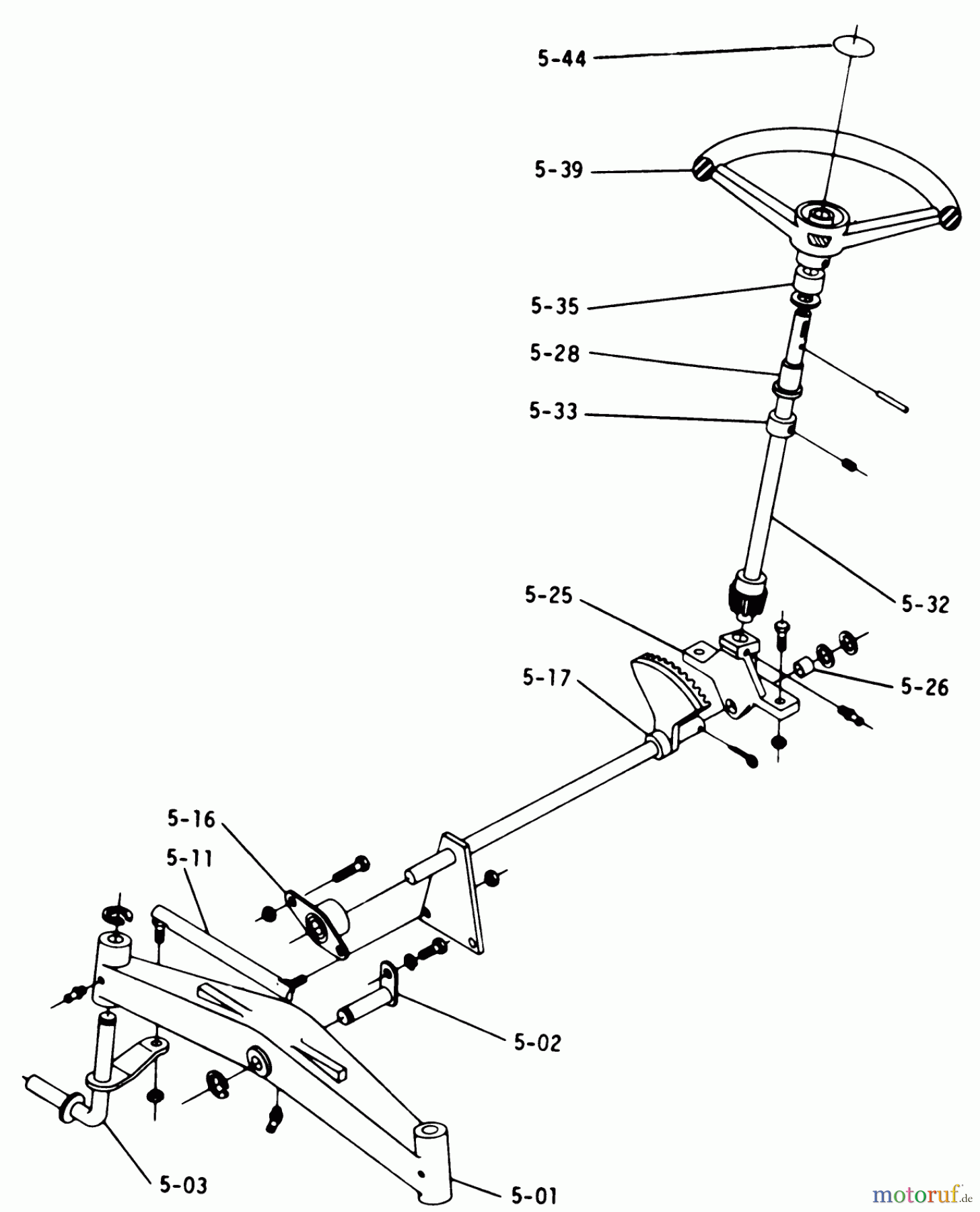Toro Neu Mowers, Lawn & Garden Tractor Seite 1 1-0491 (C-120) - Toro C-120 Automatic Tractor, 1975 5.000 FRONT AXLE AND STEERING (FIG. 5)