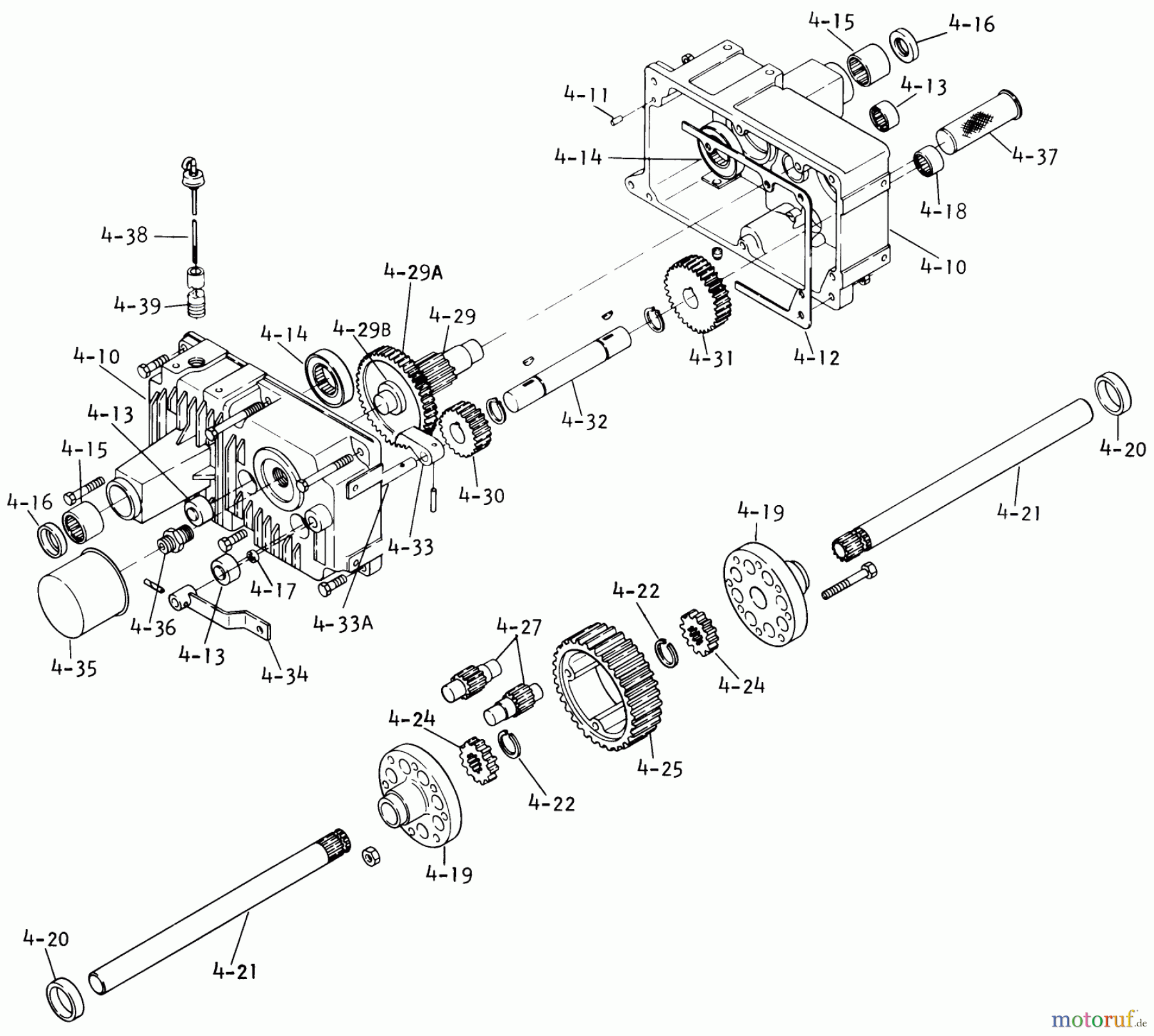 Toro Neu Mowers, Lawn & Garden Tractor Seite 1 1-0610 - Toro 18 hp AutomaticTractor, 1973 TRANSAXLE-COMPONENT PARTS
