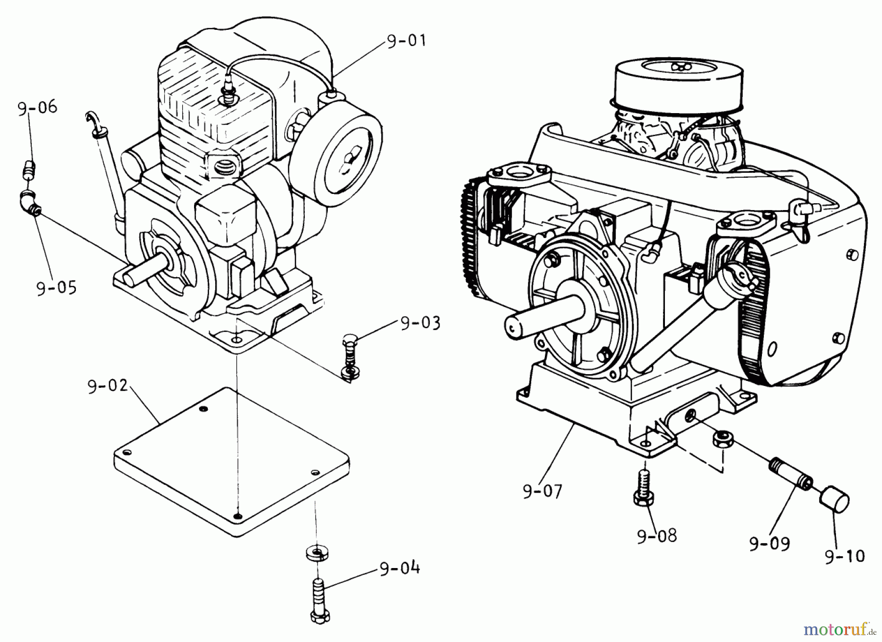  Toro Neu Mowers, Lawn & Garden Tractor Seite 1 1-0611 (D-180) - Toro D-180 Automatic Tractor, 1974 ENGINE (PLATE 9.1)
