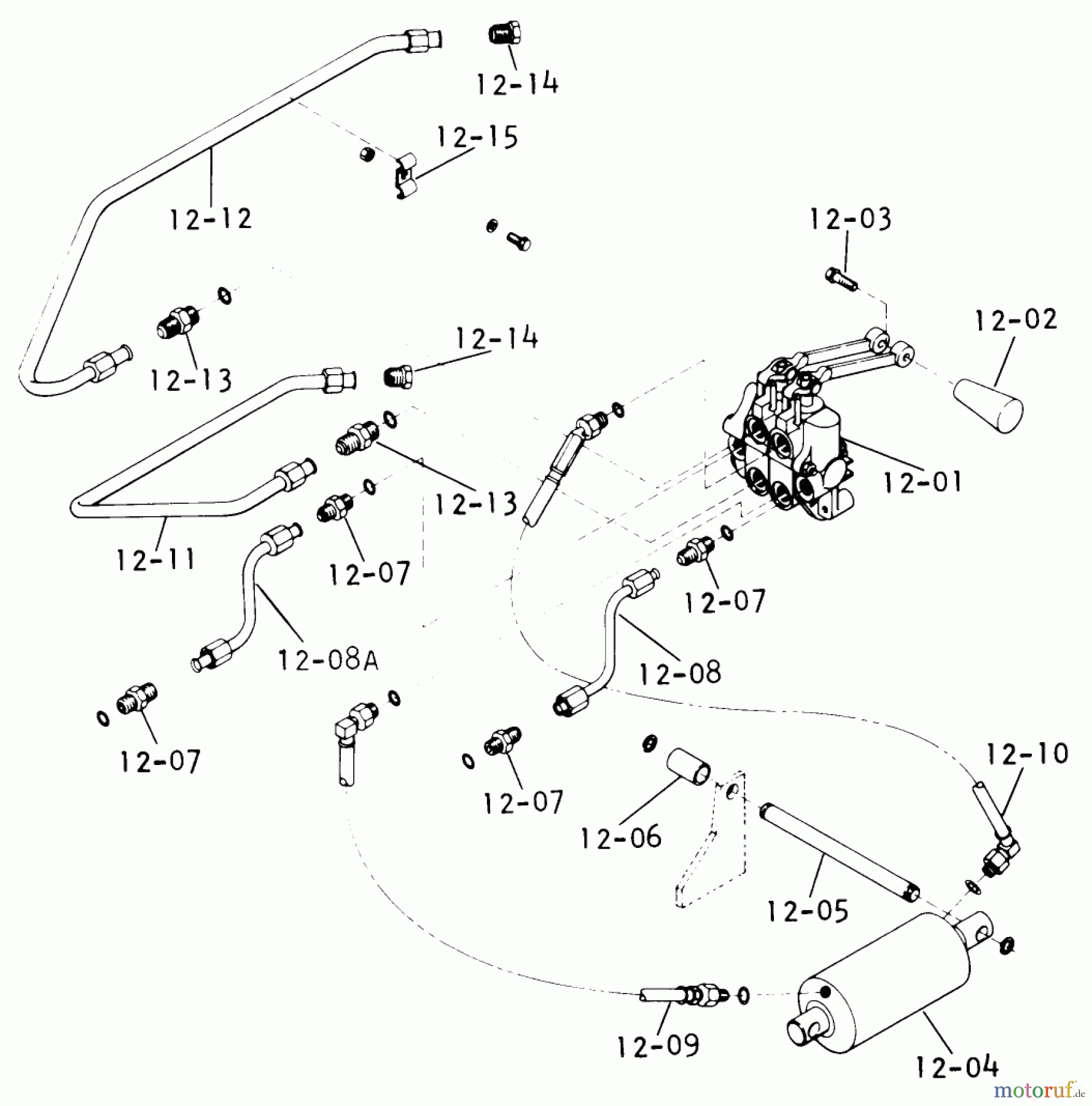 Toro Neu Mowers, Lawn & Garden Tractor Seite 1 1-0630 (D-200) - Toro D-200 Automatic Tractor, 1974 HYDRAULIC SYSTEM (PLATE 12.1)