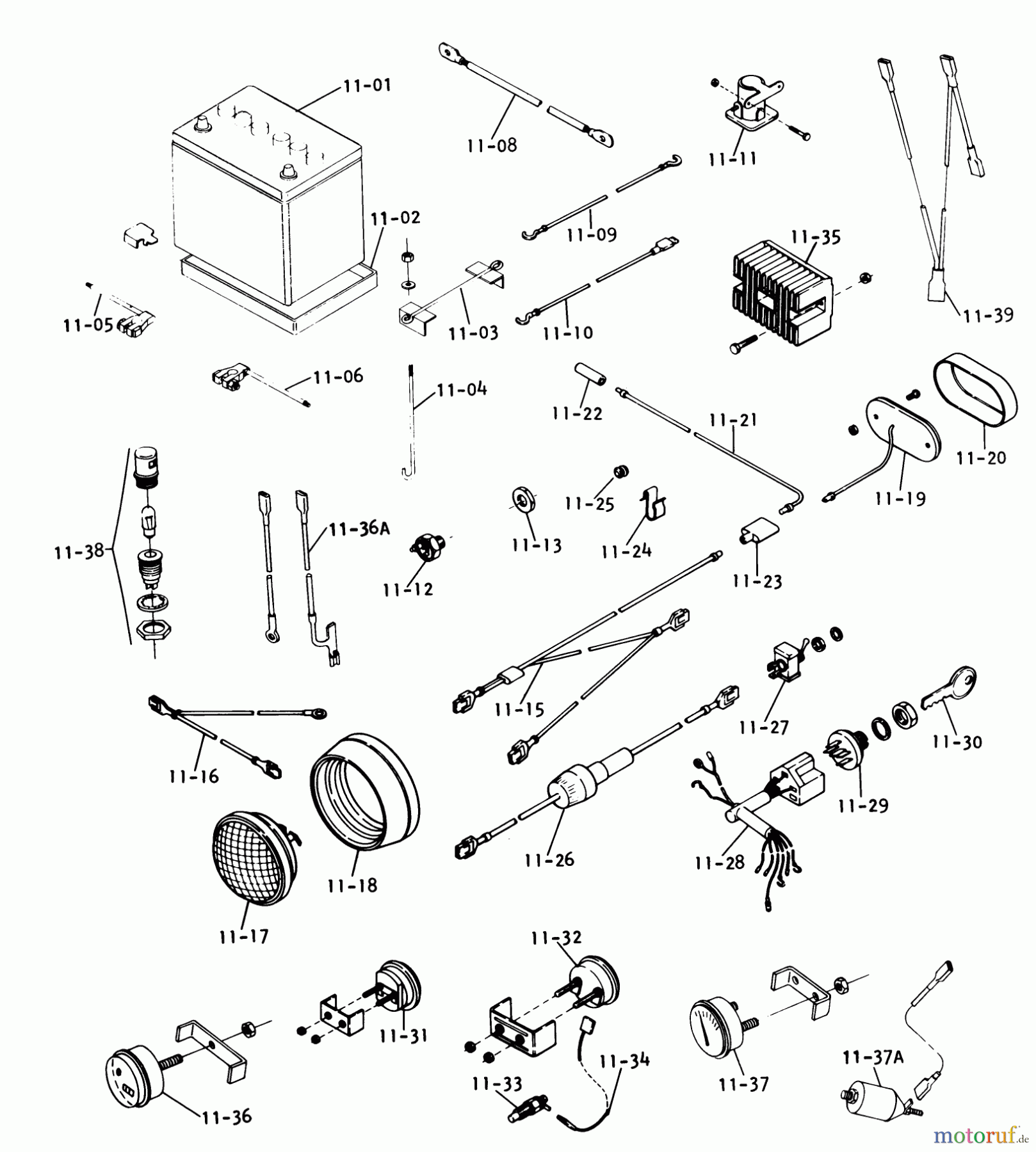 Toro Neu Mowers, Lawn & Garden Tractor Seite 1 1-0612 (D-180) - Toro D-180 Automatic Tractor, 1975 11.000 ELECTRICAL SYSTEM (FIG. 11)