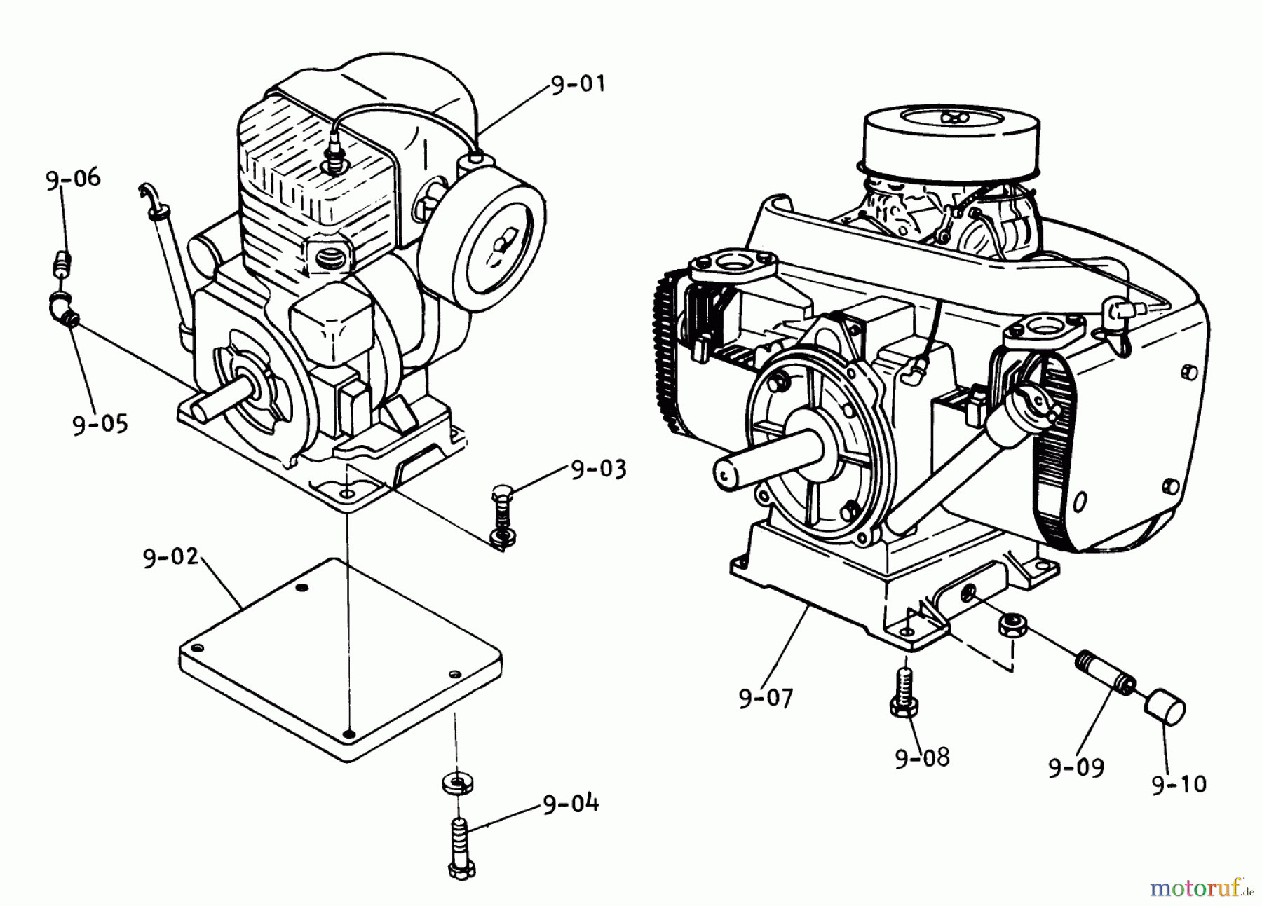  Toro Neu Mowers, Lawn & Garden Tractor Seite 1 1-0631 (D-200) - Toro D-200 Automatic Tractor, 1975 9.000 ENGINE (FIG. 9)