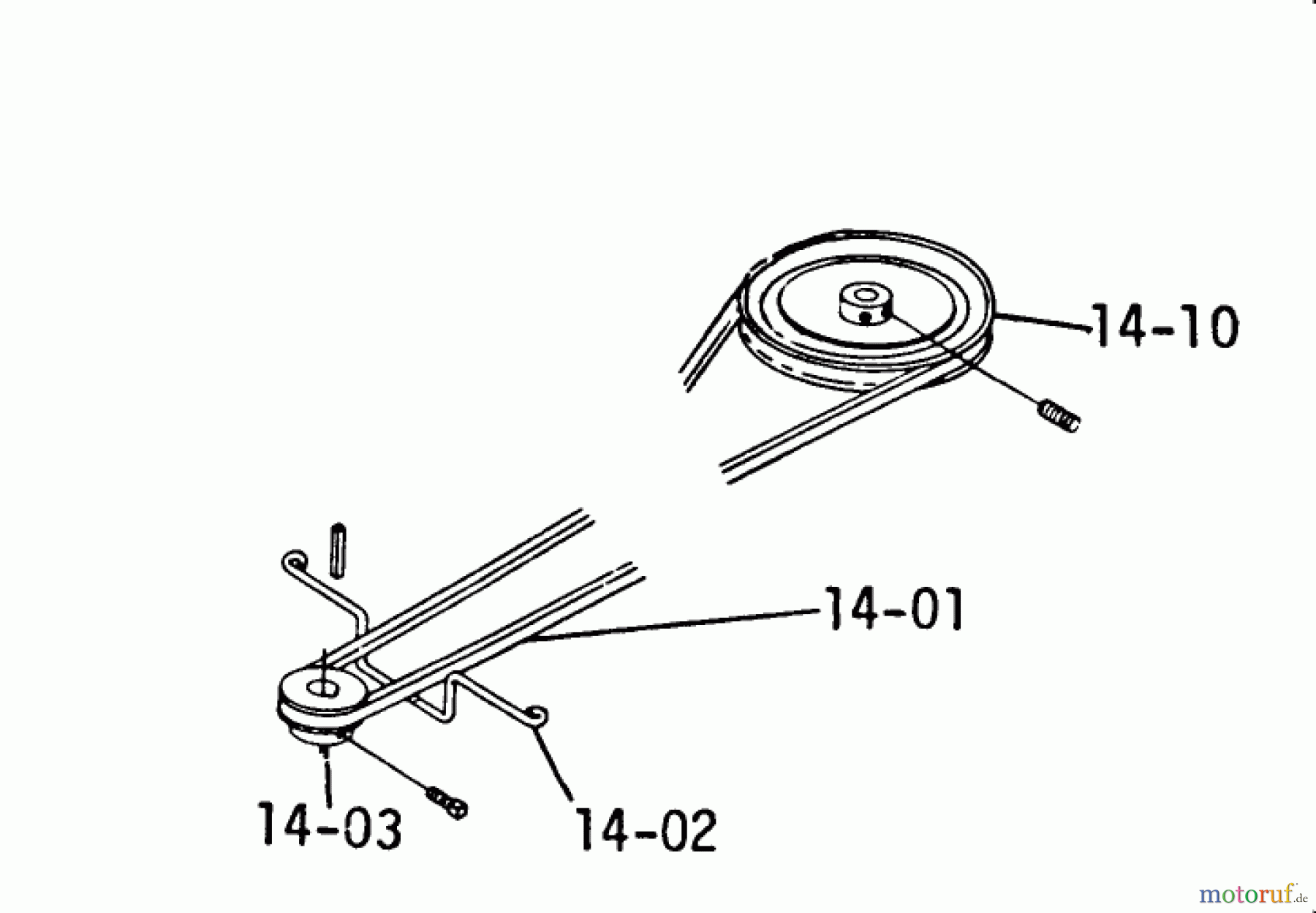 Toro Neu Mowers, Lawn & Garden Tractor Seite 1 2-0210 - Toro Lawn Ranger Tractor, 1971 14.000 DRIVE BELT PULLEYS