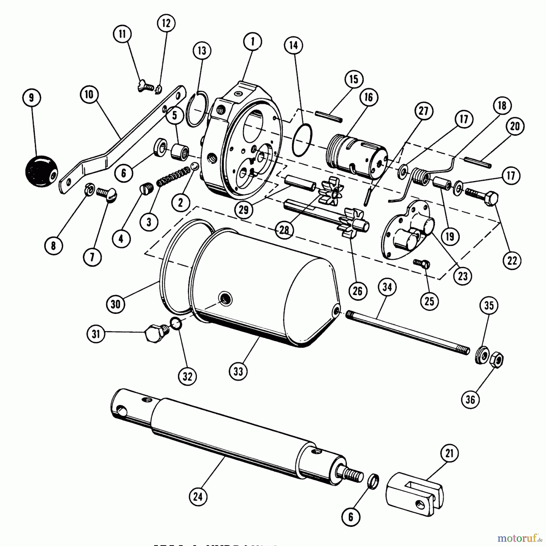 Toro Neu Mowers, Lawn & Garden Tractor Seite 1 1054A - Toro 1054A Tractor, 1965 1054-A HYDRAULIC UNIT PARTS LIST
