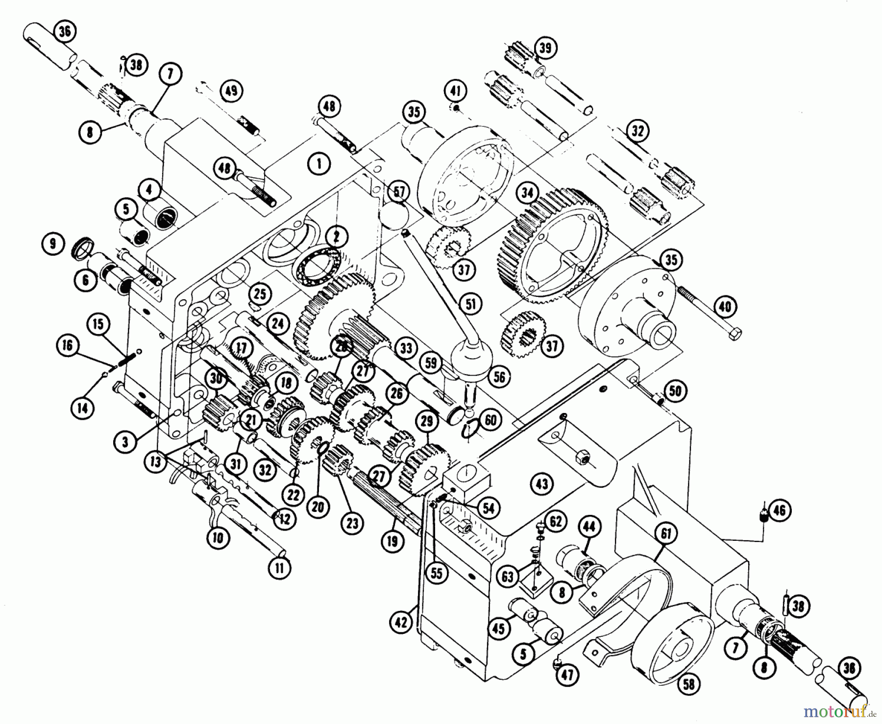 Toro Neu Mowers, Lawn & Garden Tractor Seite 2 855 - Toro 855 Tractor, 1965 TRANSMISSION PARTS LIST