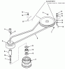 Toro 12-16BE02 (B-165) - B-165 Twin Automatic Tractor, 1984 Ersatzteile DRIVE BELT AND PULLEYS-5-SPEED MODELS