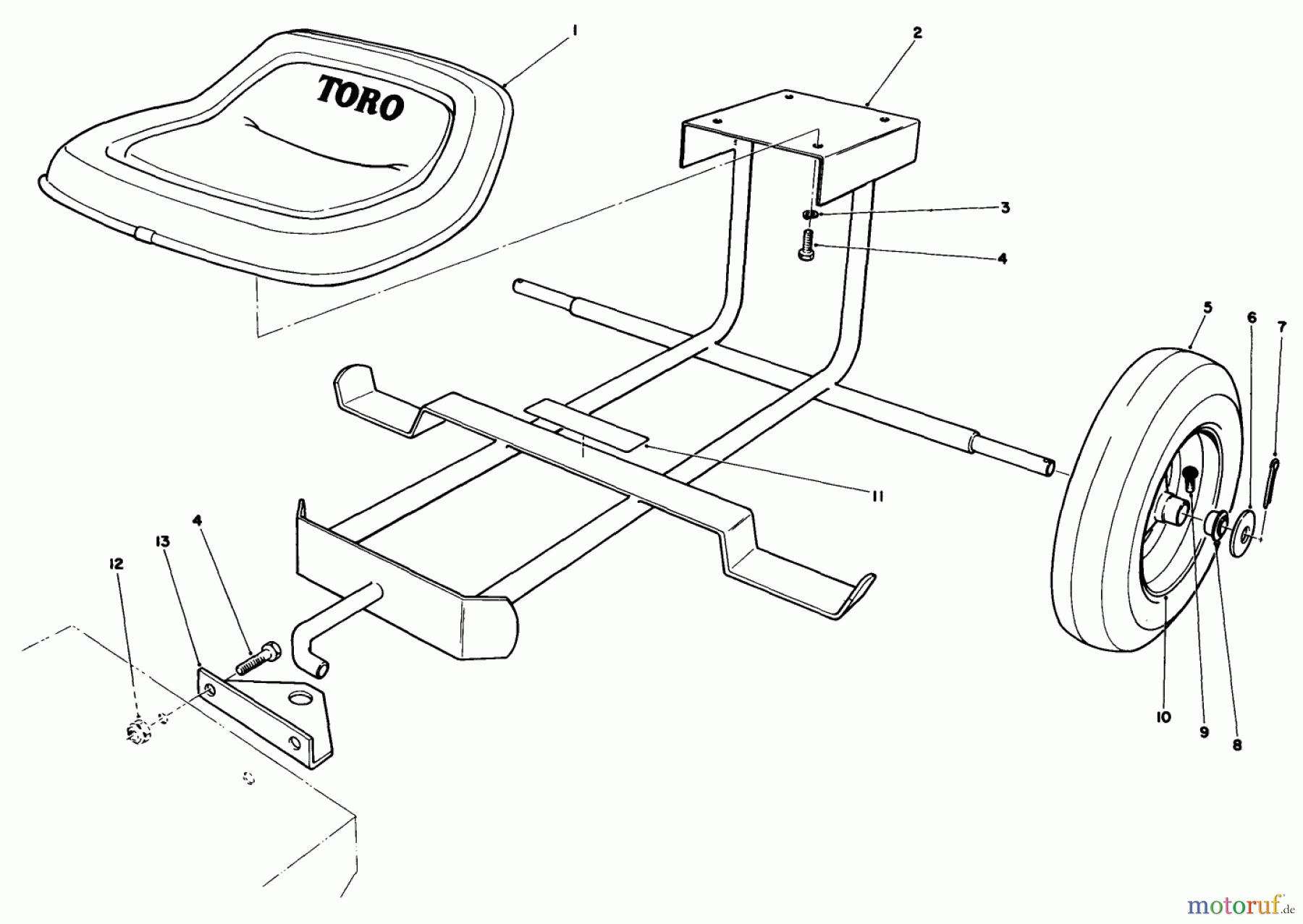 Toro Neu Accessories, Mower 30122 - Toro Sulky (standard), 1987 (7000001-7999999) SULKY ASSEMBLY (OPTIONAL)