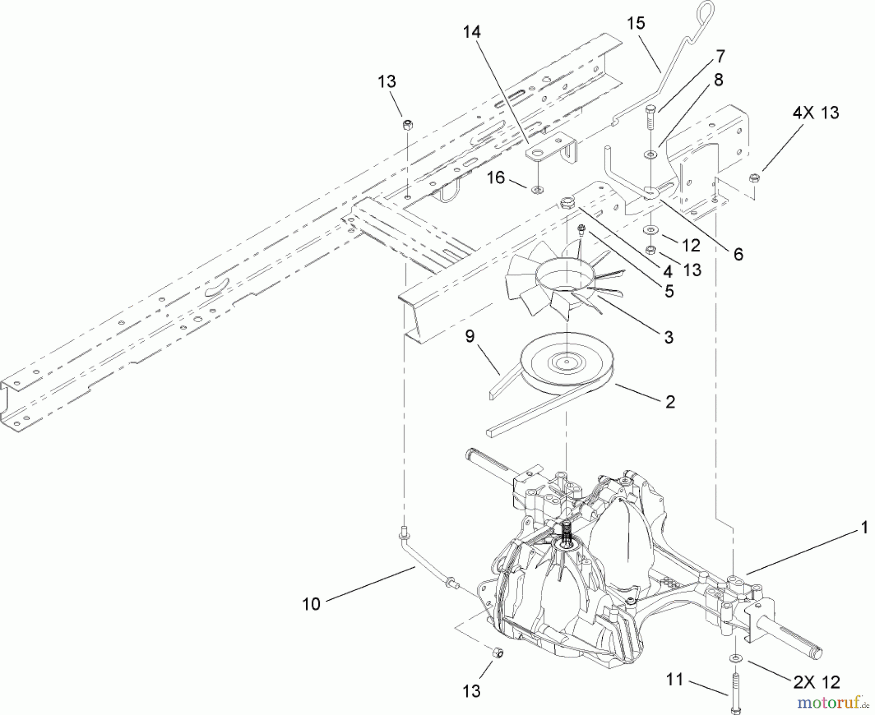 Toro Neu Mowers, Lawn & Garden Tractor Seite 1 135E (RT380H) - Toro RT380H Recycling Mower, 2009 (290000001-290999999) HYDRO TRANSAXLE ASSEMBLY