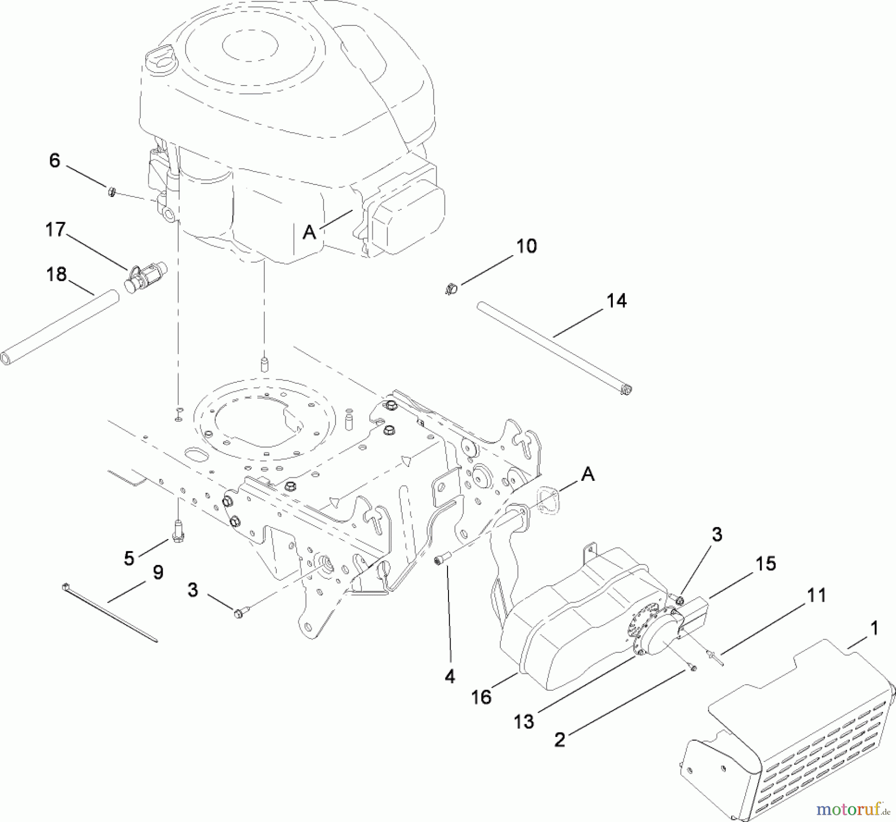  Toro Neu Mowers, Lawn & Garden Tractor Seite 1 13RL60RG244 (LX426) - Toro LX426 Lawn Tractor, 2008 (SN 1L107H10100-) MUFFLER AND GUARD ASSEMBLY
